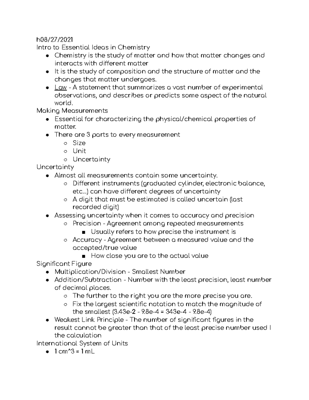 Chem 104 Unit 1 Unti 1 H08 27 Intro To Essential Ideas In