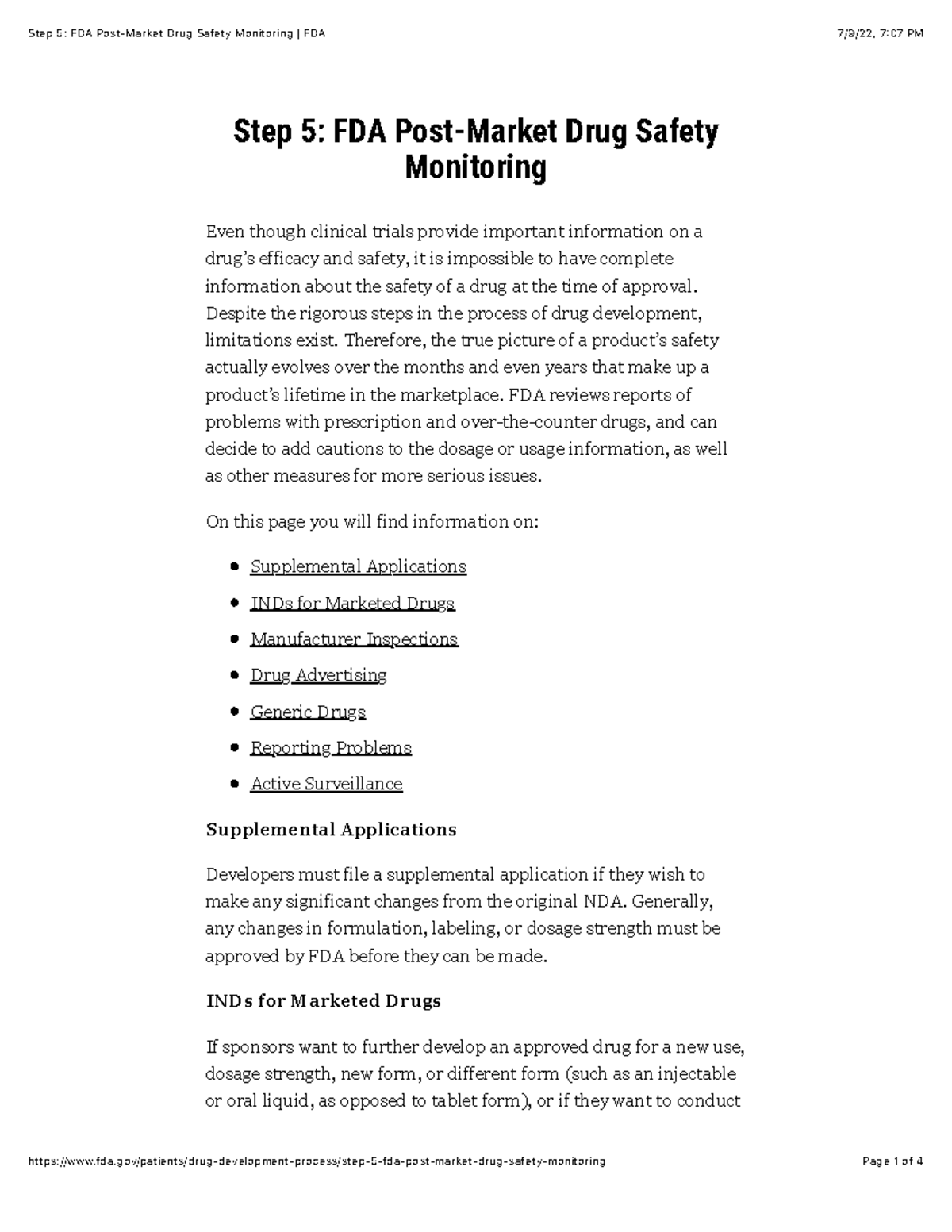 Step 5 FDA Post Market Drug Safety Monitoring Step 5 FDA PostMarket Drug Safety Monitoring