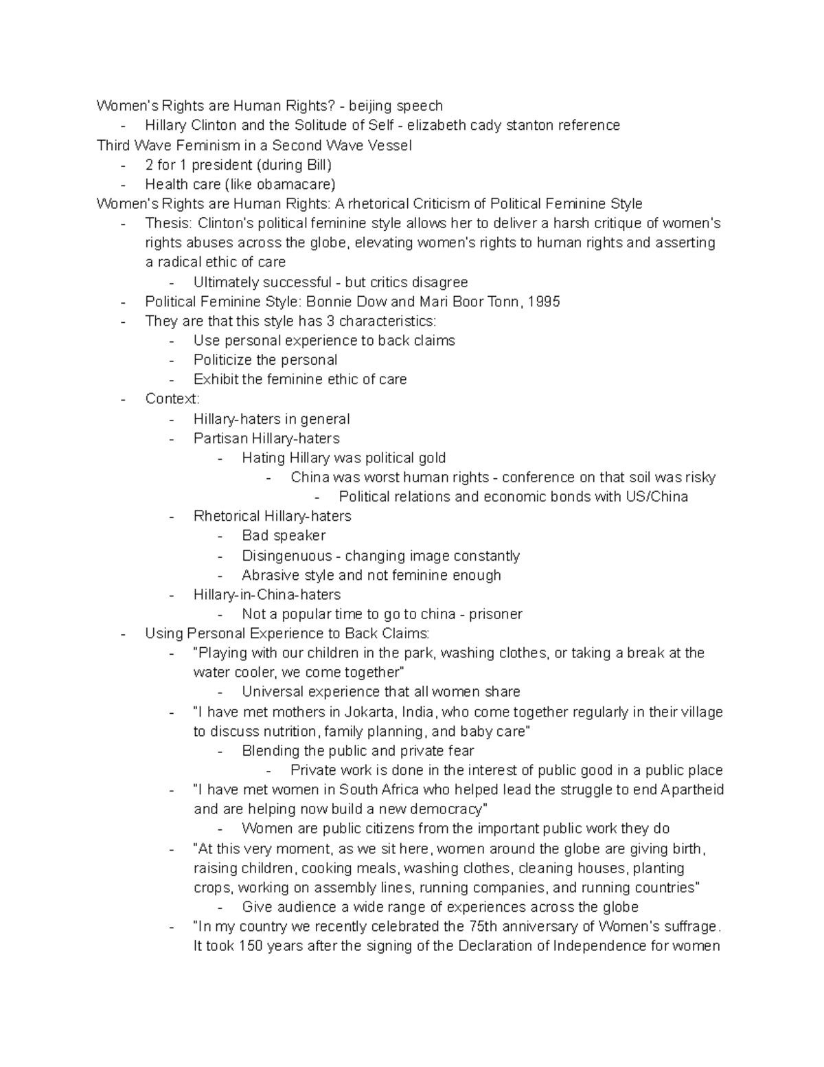 Week 5 - Lecture notes 5 - Women’s Rights are Human Rights? - beijing ...
