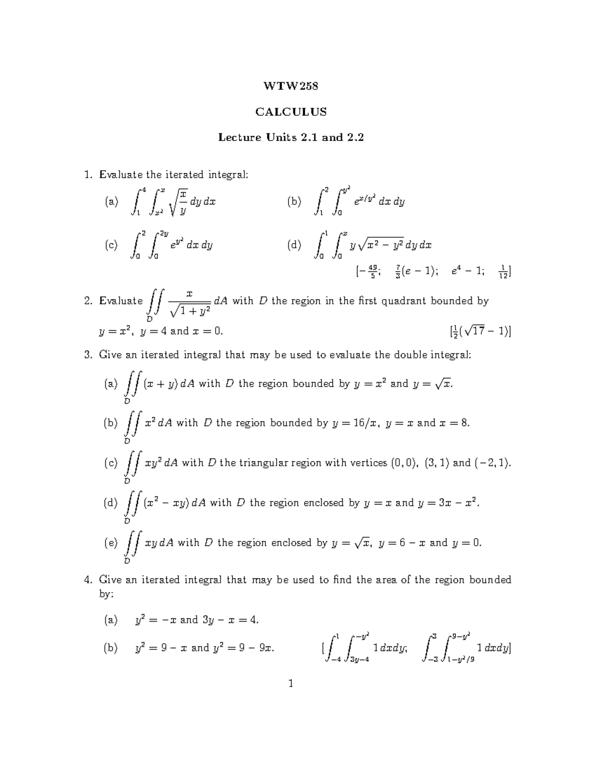 LU 2.1 and 2 - WTW 258 content - WTW CALCULUS Lecture Units 2 and 2 ...