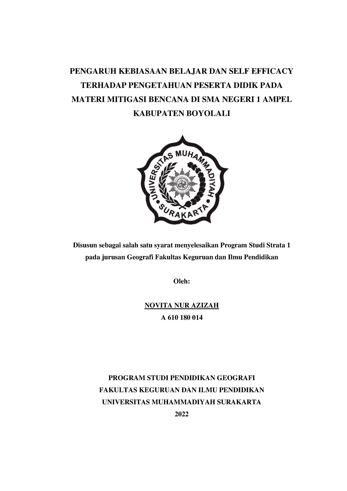 86. Pengaruh Kebiasaan Belajar DAN SELF Efficacy Terhadap Pengetahuan ...