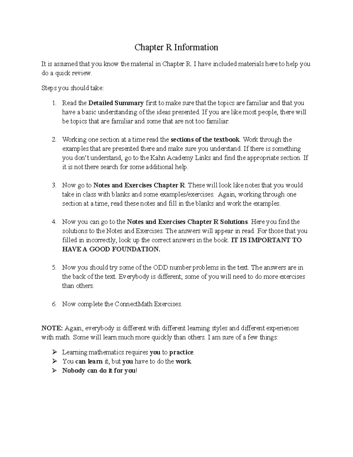 chapter r information - Chapter R Information It is assumed that you ...