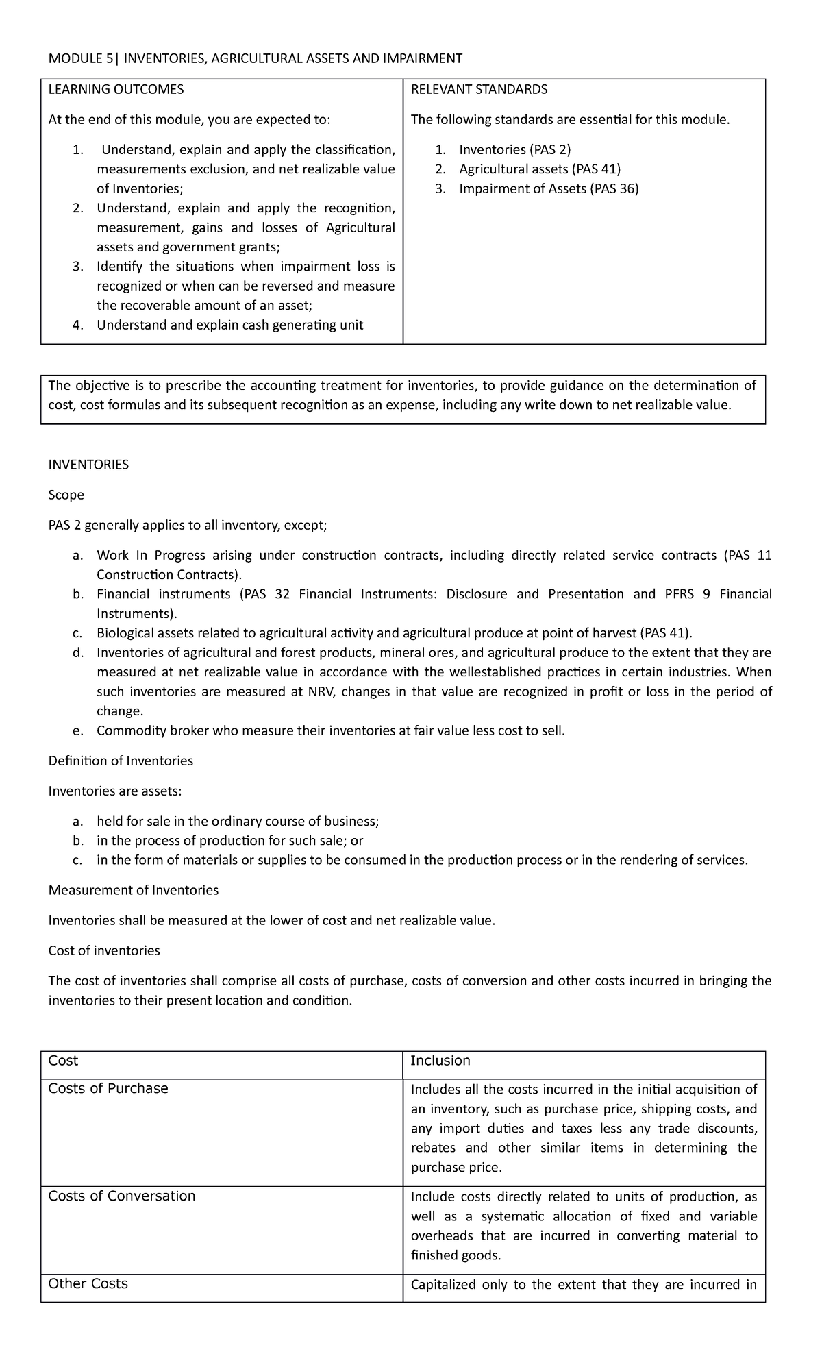 Topic-5 - asa - MODULE 5| INVENTORIES, AGRICULTURAL ASSETS AND ...