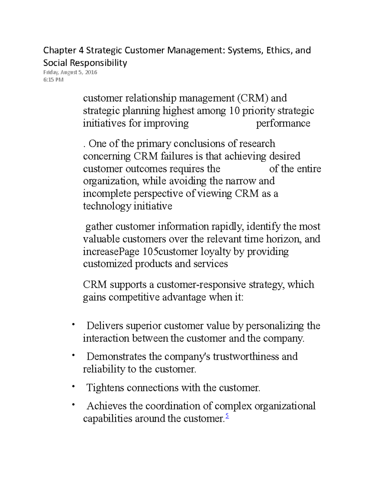 Strategic Customer Management: CRM and Social Responsibility - Studocu