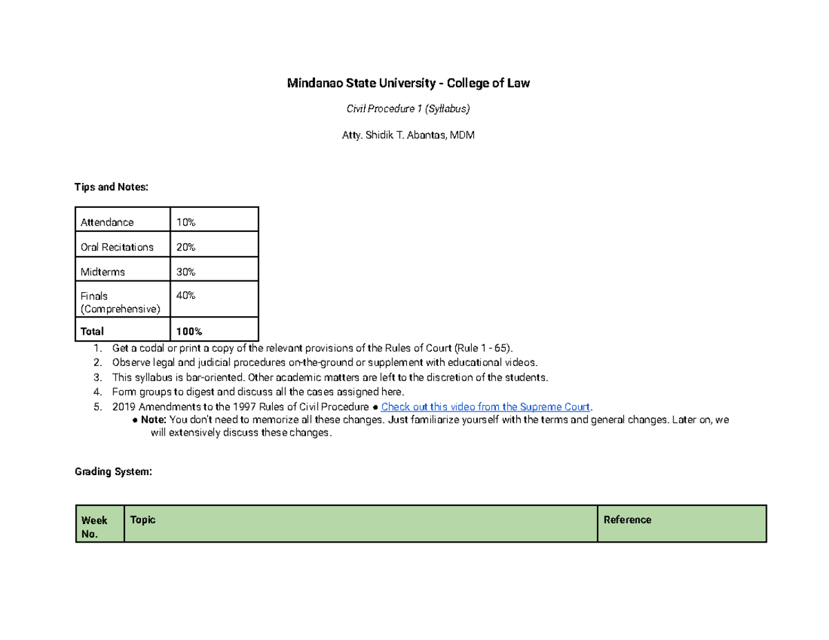 Civ Pro-Notes - Notes - Mindanao State University - College of Law ...