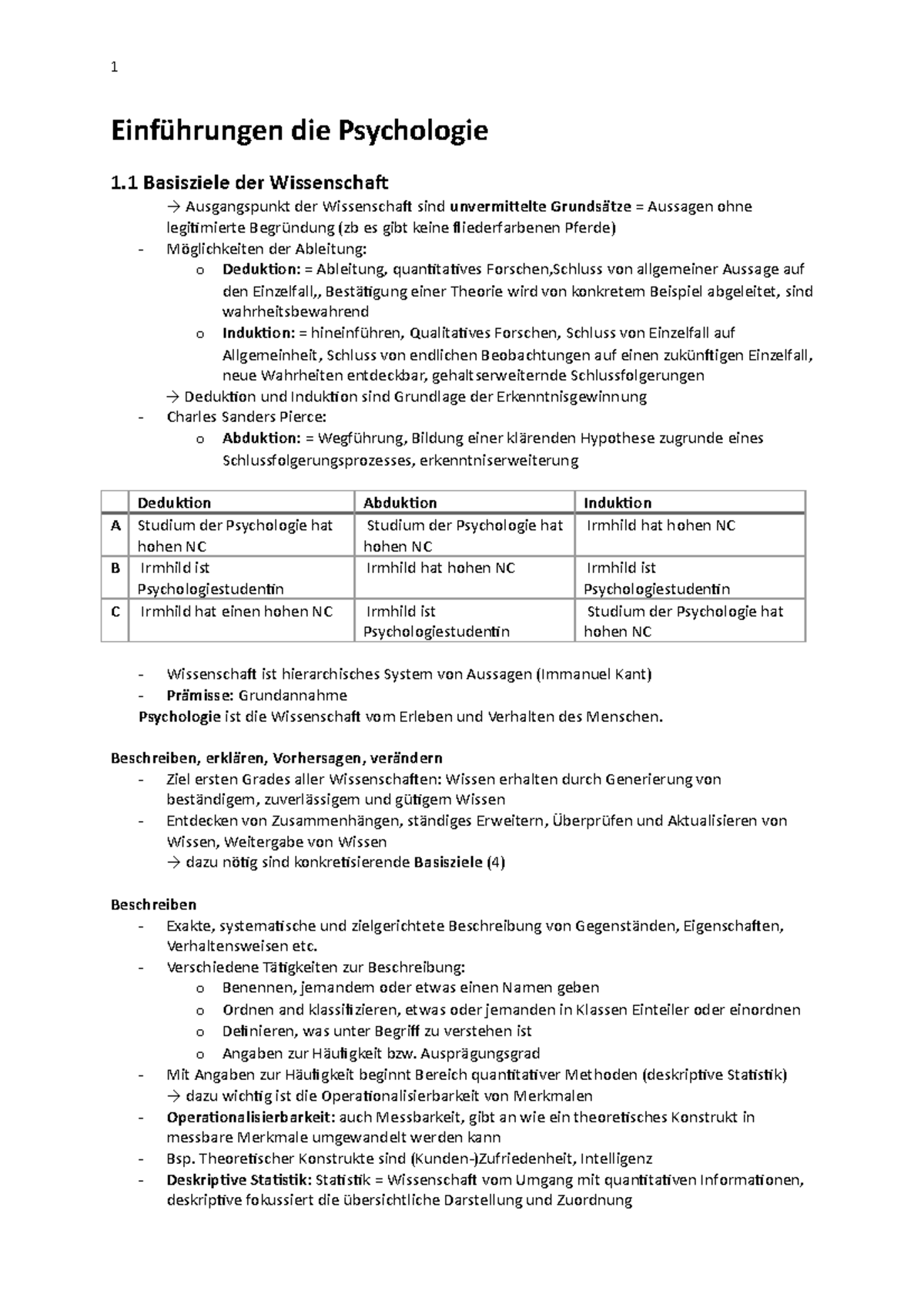 Zsmfassung Einführung in die Psychologie – Kopie - Einführungen die ...