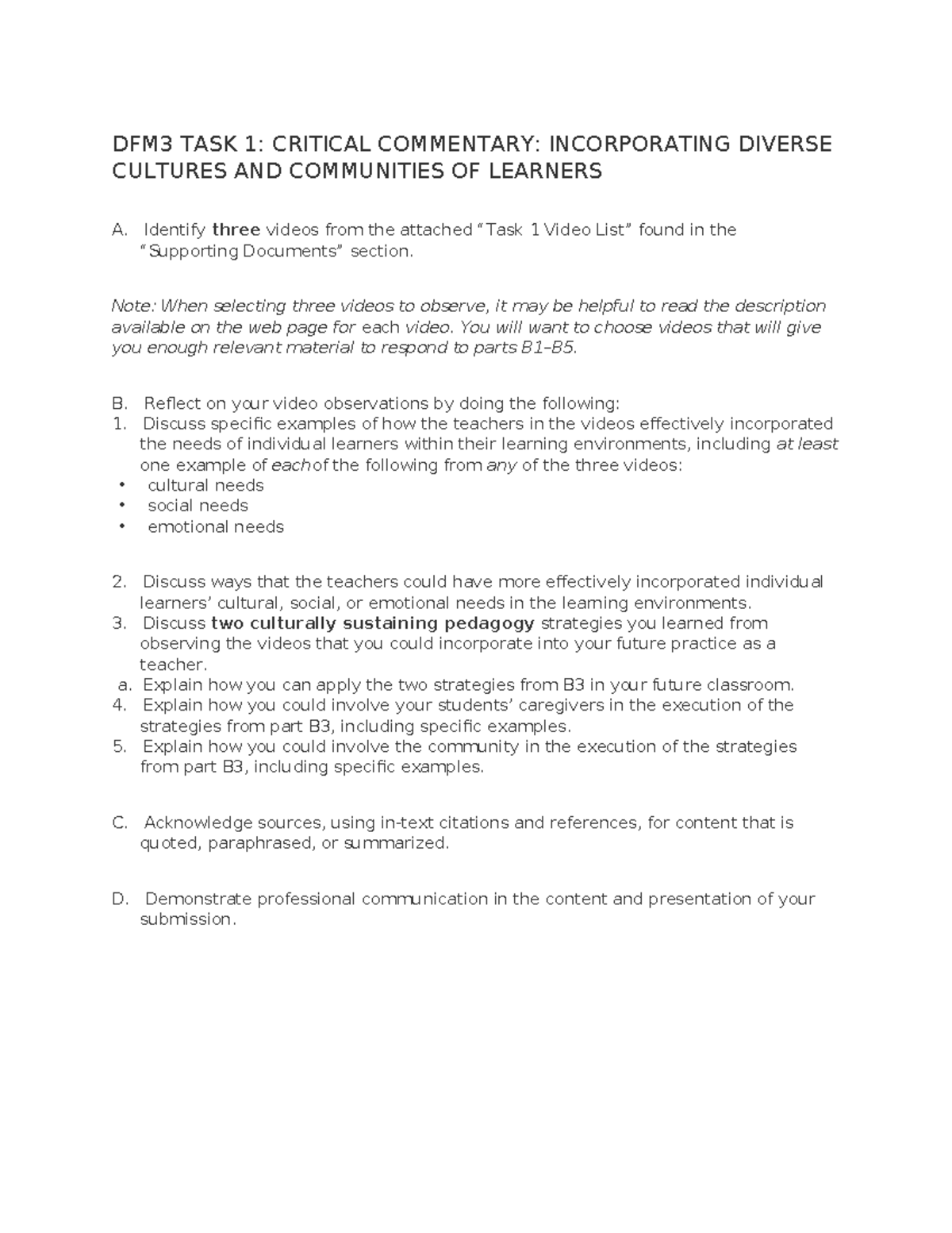 DFM3 TASK 1 Critical Commentary Incorporating Diverse Cultur DFM3