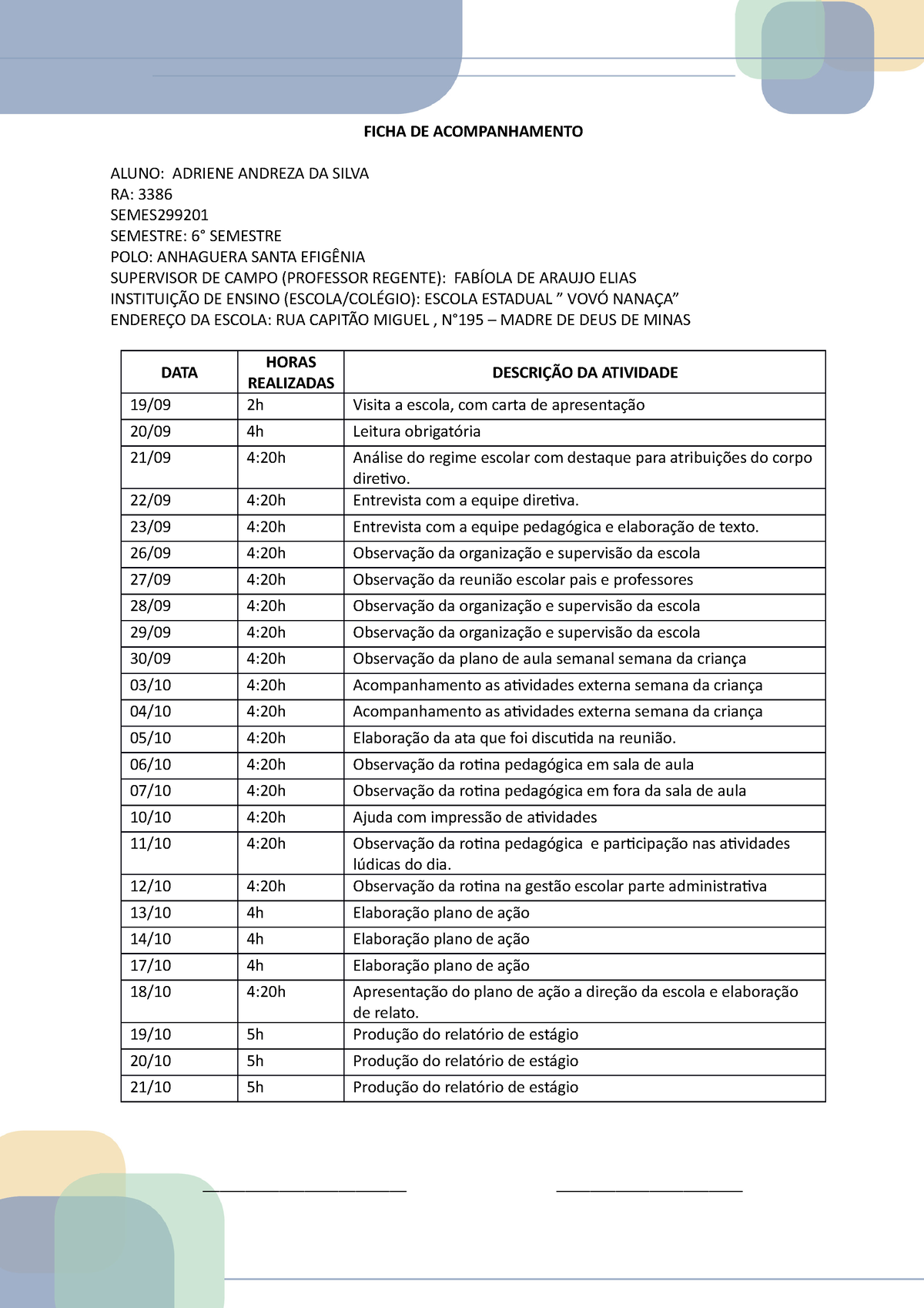 Ficha De Acompanhamento Corrrigida 1 Ficha De Acompan 9147