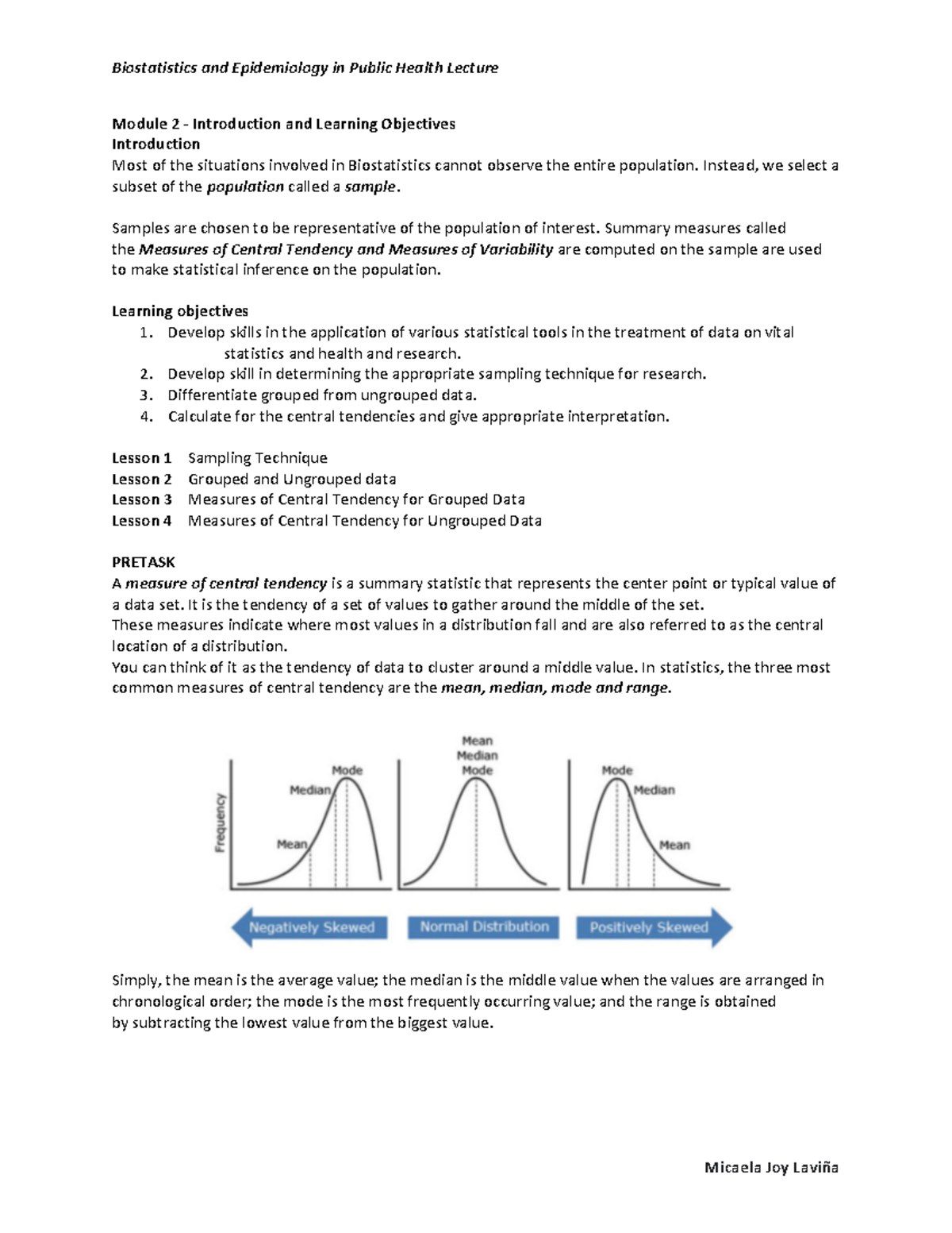 Biostatistics And Epidemiology In Public Health Lecture Module 2 ...