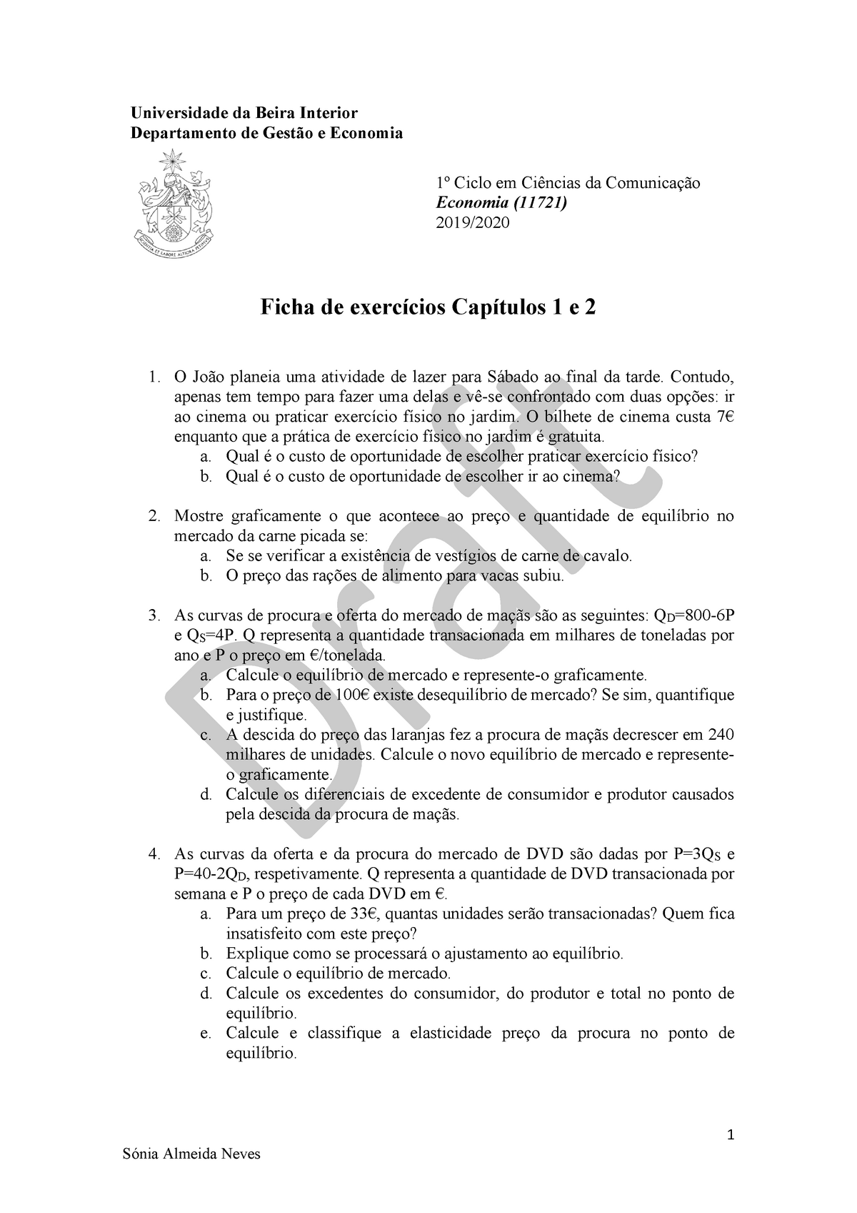 Ficha Exercicios Cap1 E 2 1 Sónia Almeida Neves Universidade Da Beira Interior Departamento De 5489