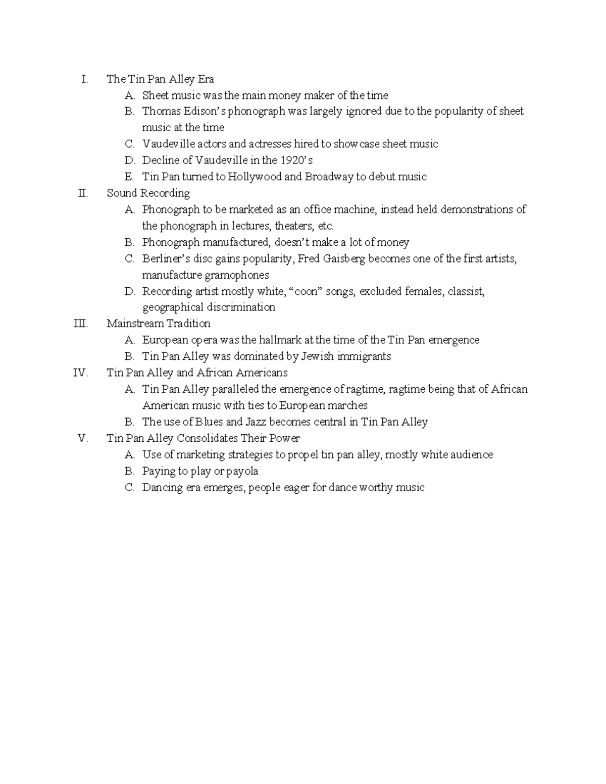 Genealogy of RockThe Tin Pan Alley Era Notes I. The Tin Pan Alley