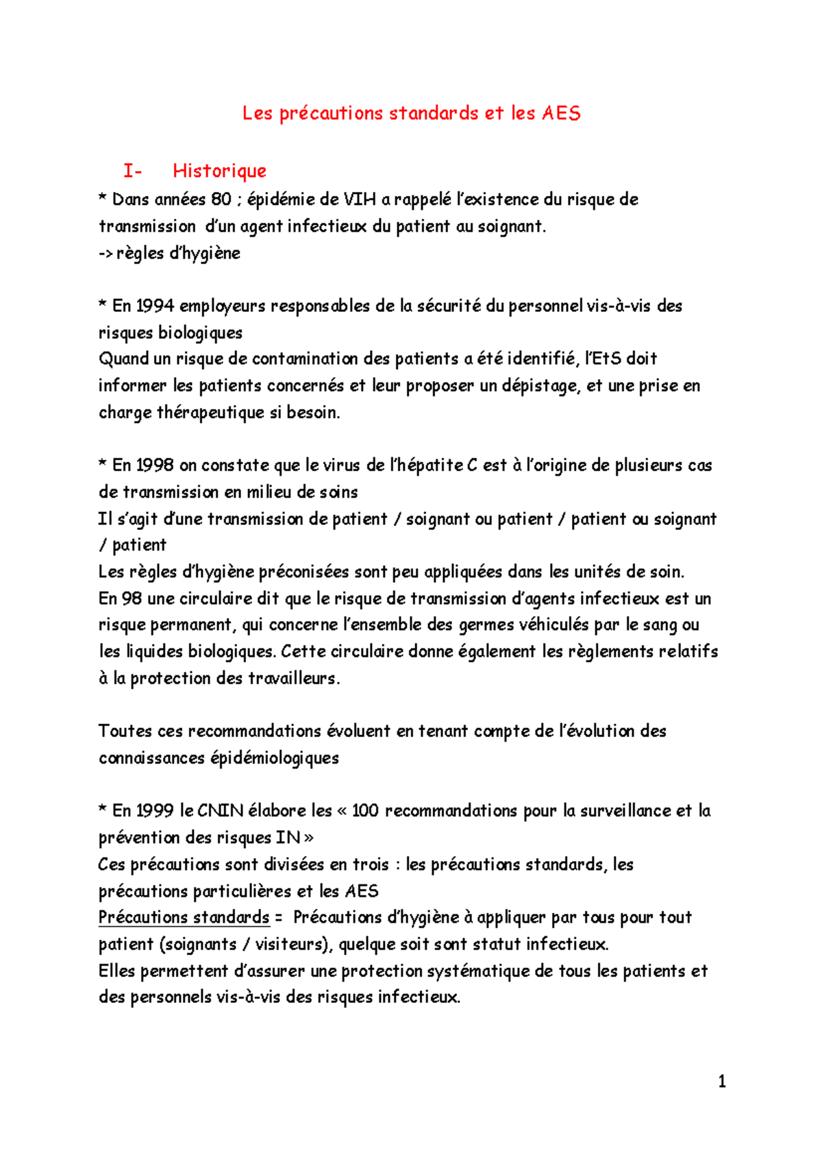 Pre0301cautions standard et aes Les précautions standards et les AES