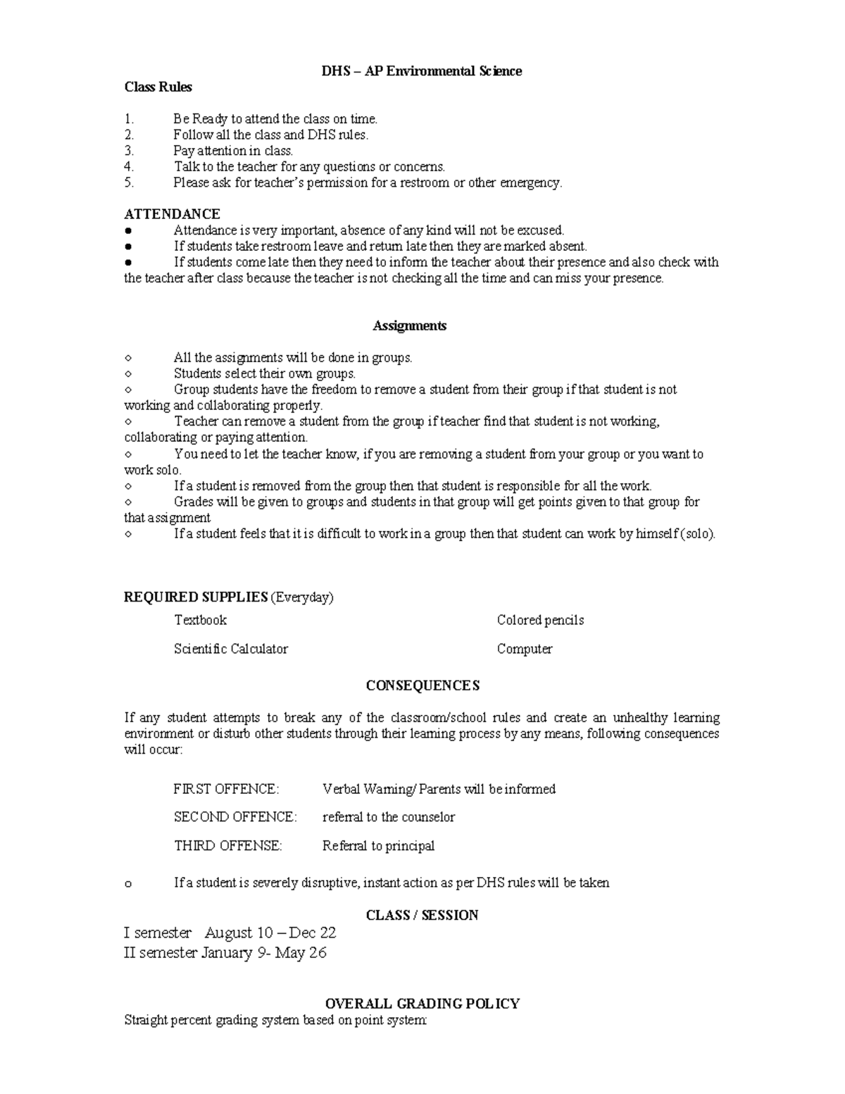 AP environmental science Syllabus - DHS – AP Environmental Science ...