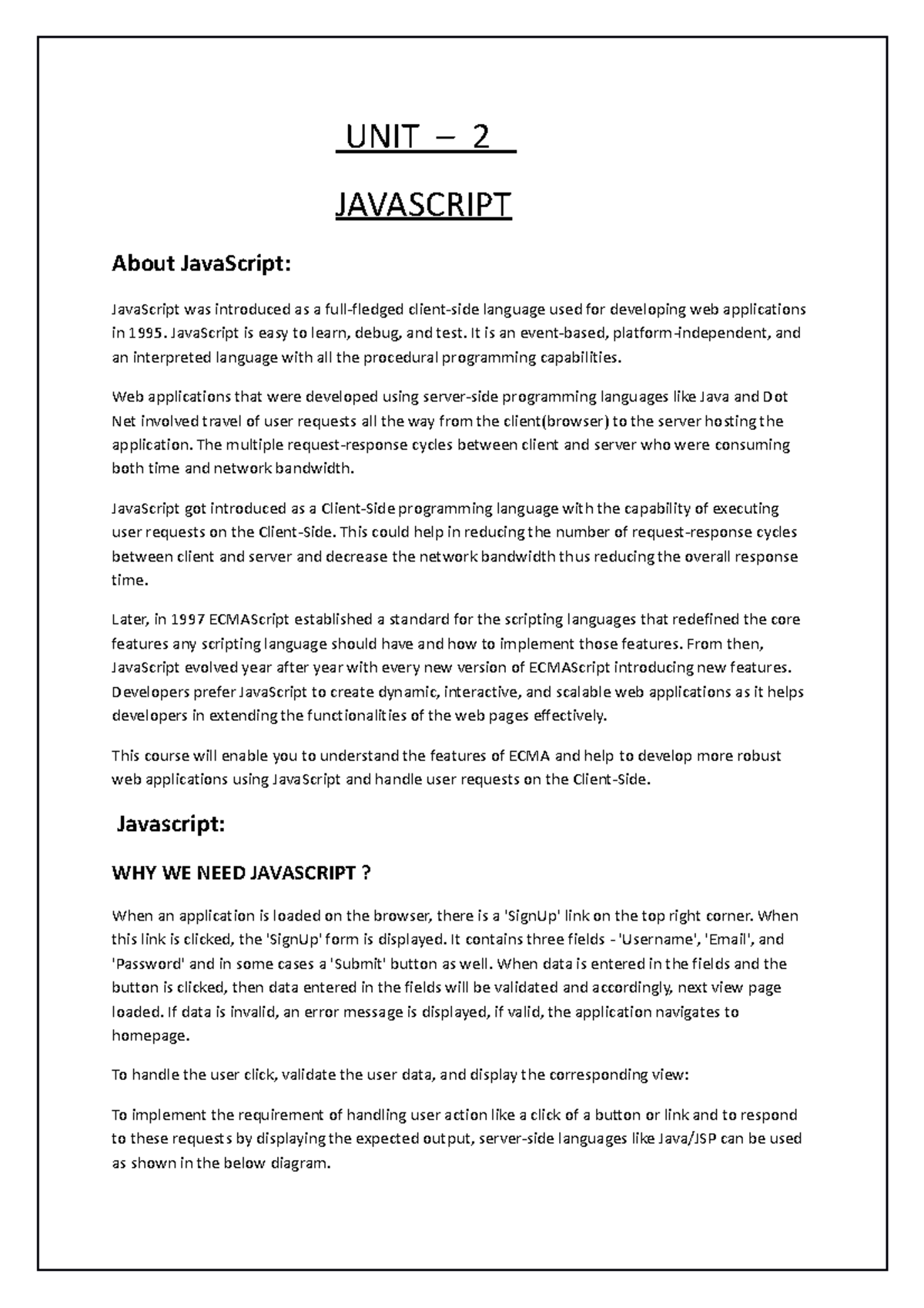 Mean Stack -Unit 2- JS - javascript - UNIT – 2 JAVASCRIPT About ...