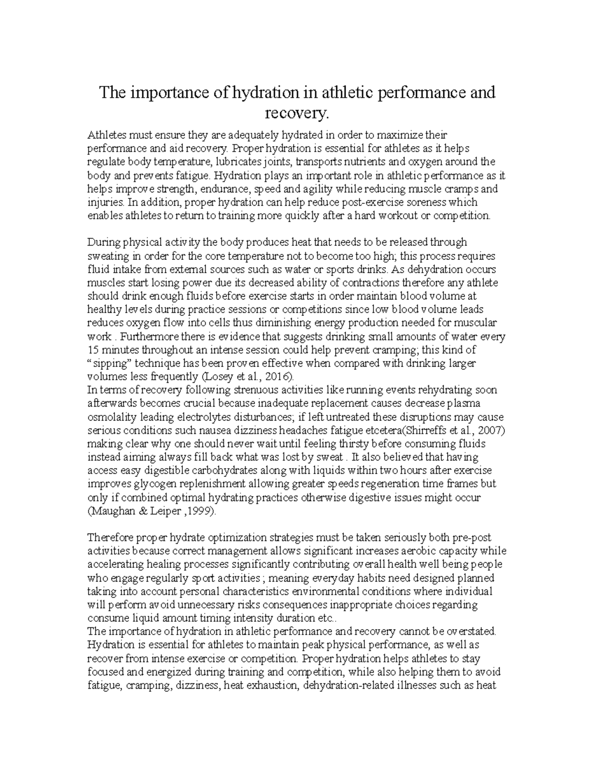 The importance of hydration in athletic performance and recovery ...