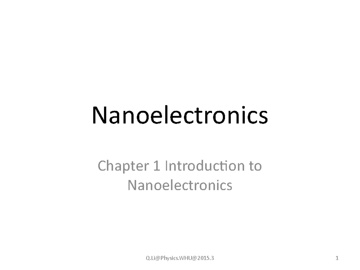 Lecture Notes, Lecture Chapter 1 - 2015/2016 - Nanoelectronics Chapter ...