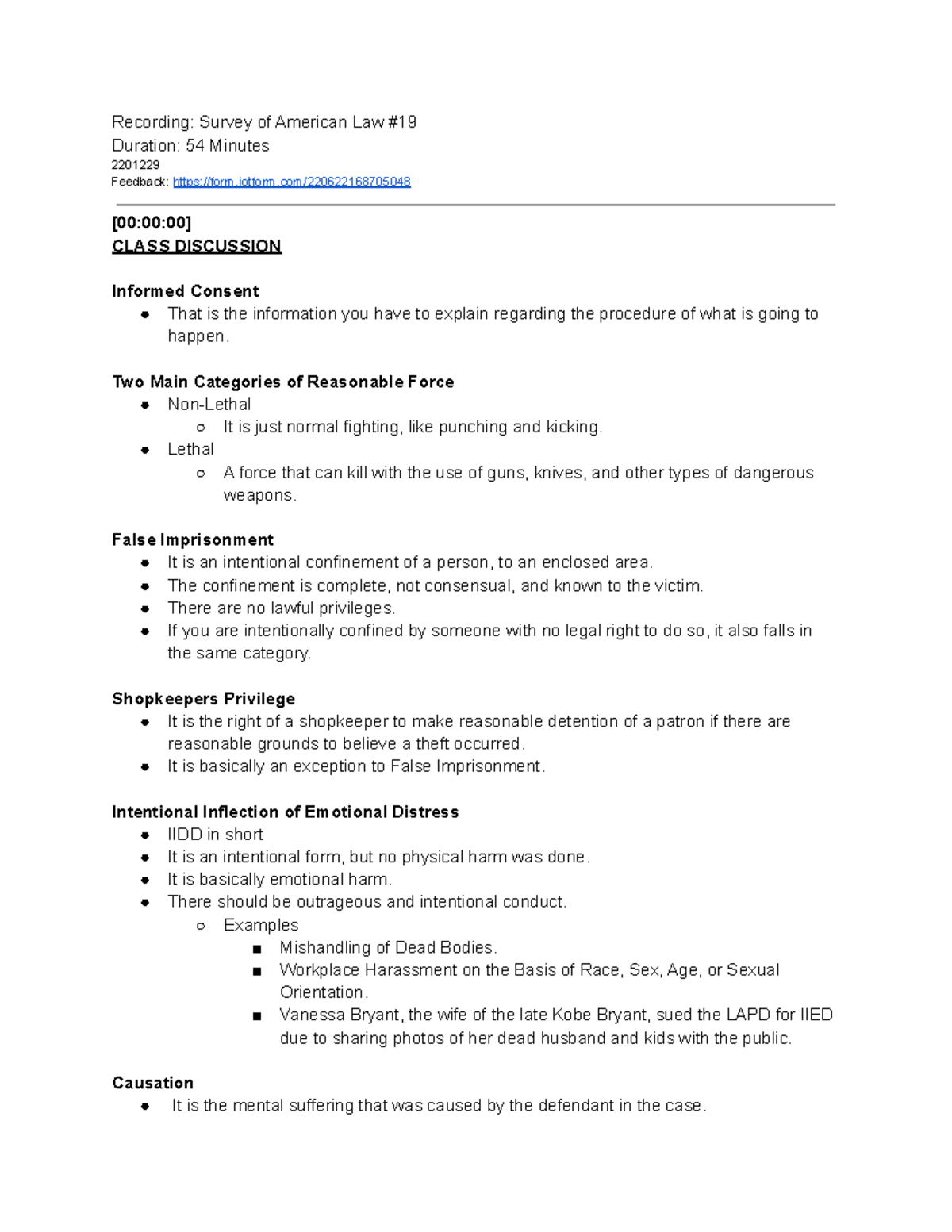 Survey of American Law 19 Summary Notes - Recording: Survey of American ...