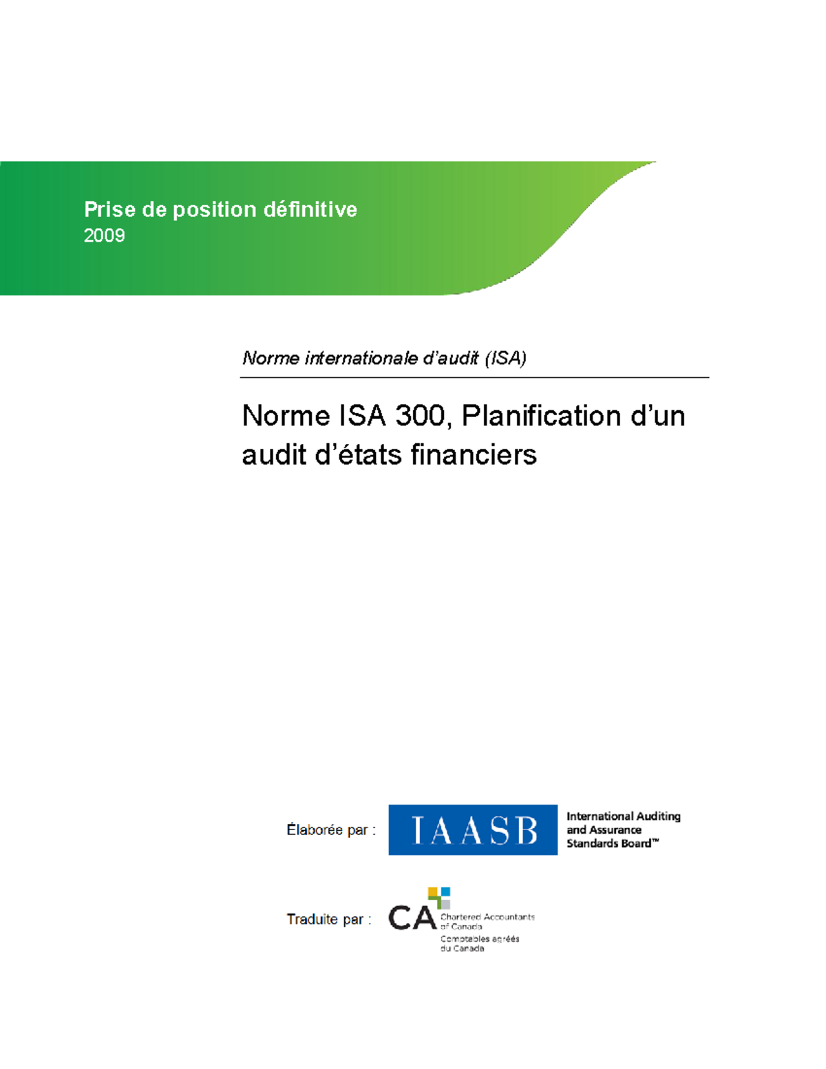 NCA 300 - NORME NCA - IFAC Board Norme internationale d’audit (ISA ...