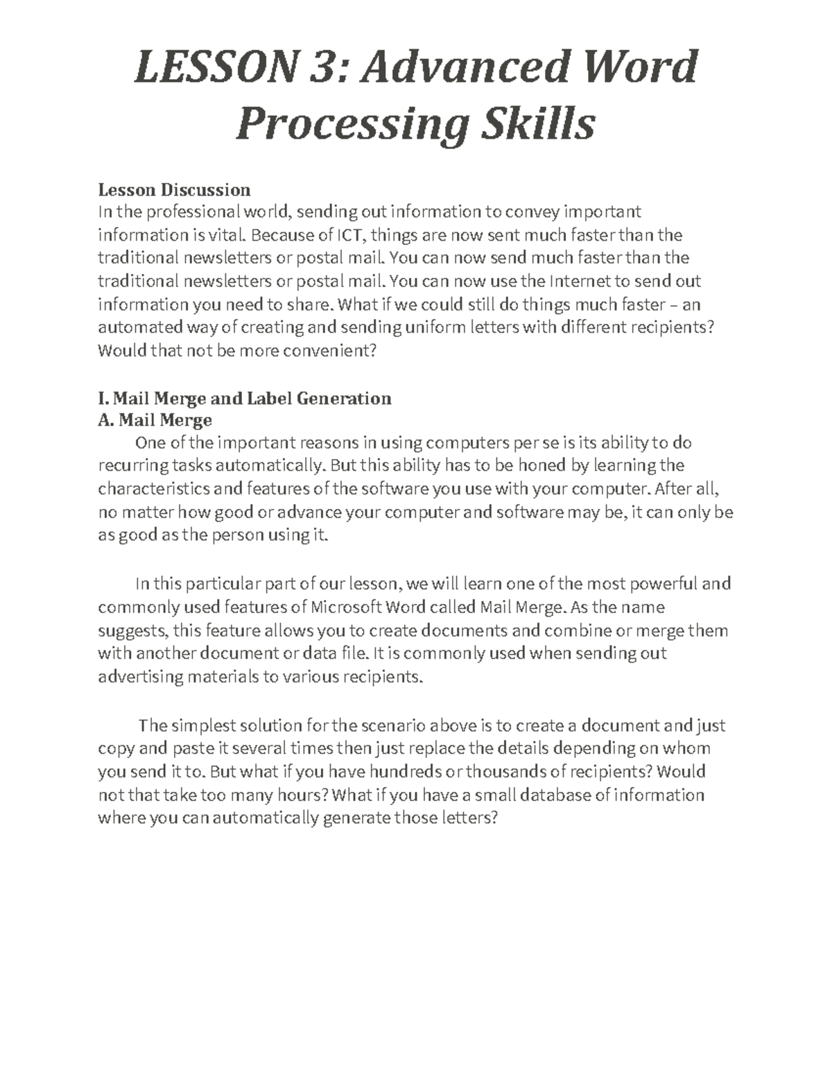 advanced word processing skills essay