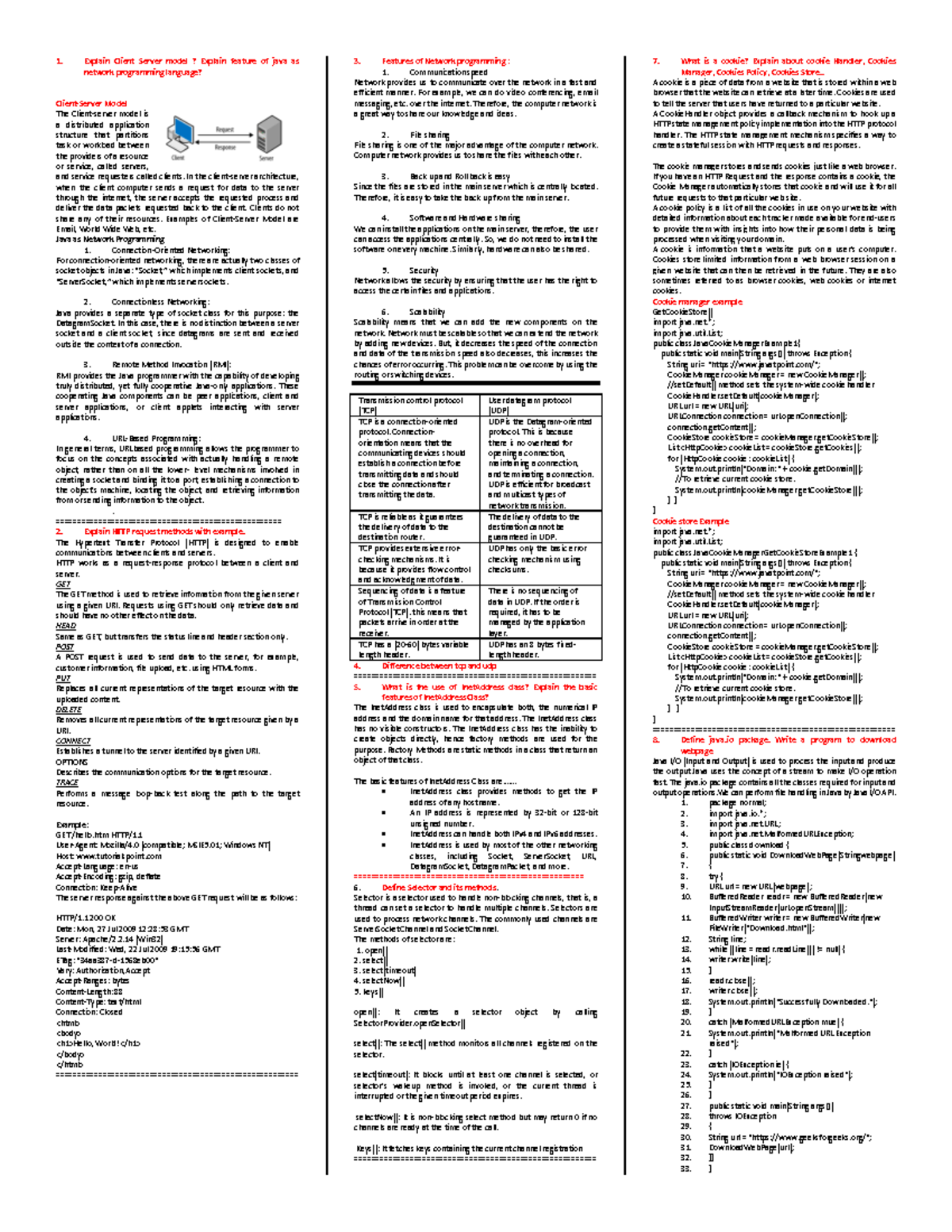 Networking programming cheat-1 - Explain Client Server model? Explain ...