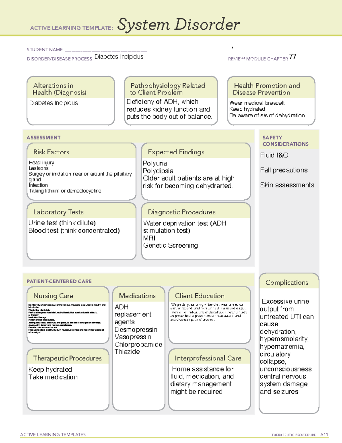 Systems Disorder Template