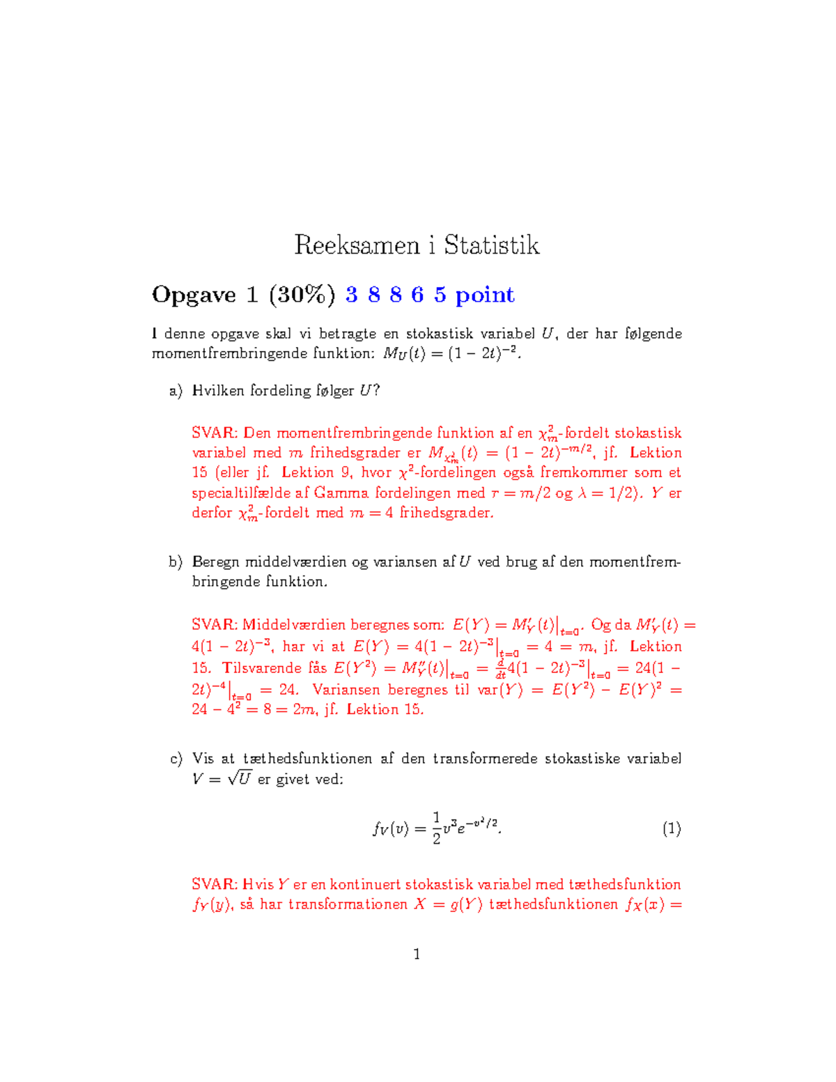 Eksamen 19 Reeksamen Sporgsmal Og Svar Reeksamen Statistik Opgave 30 Point Studocu