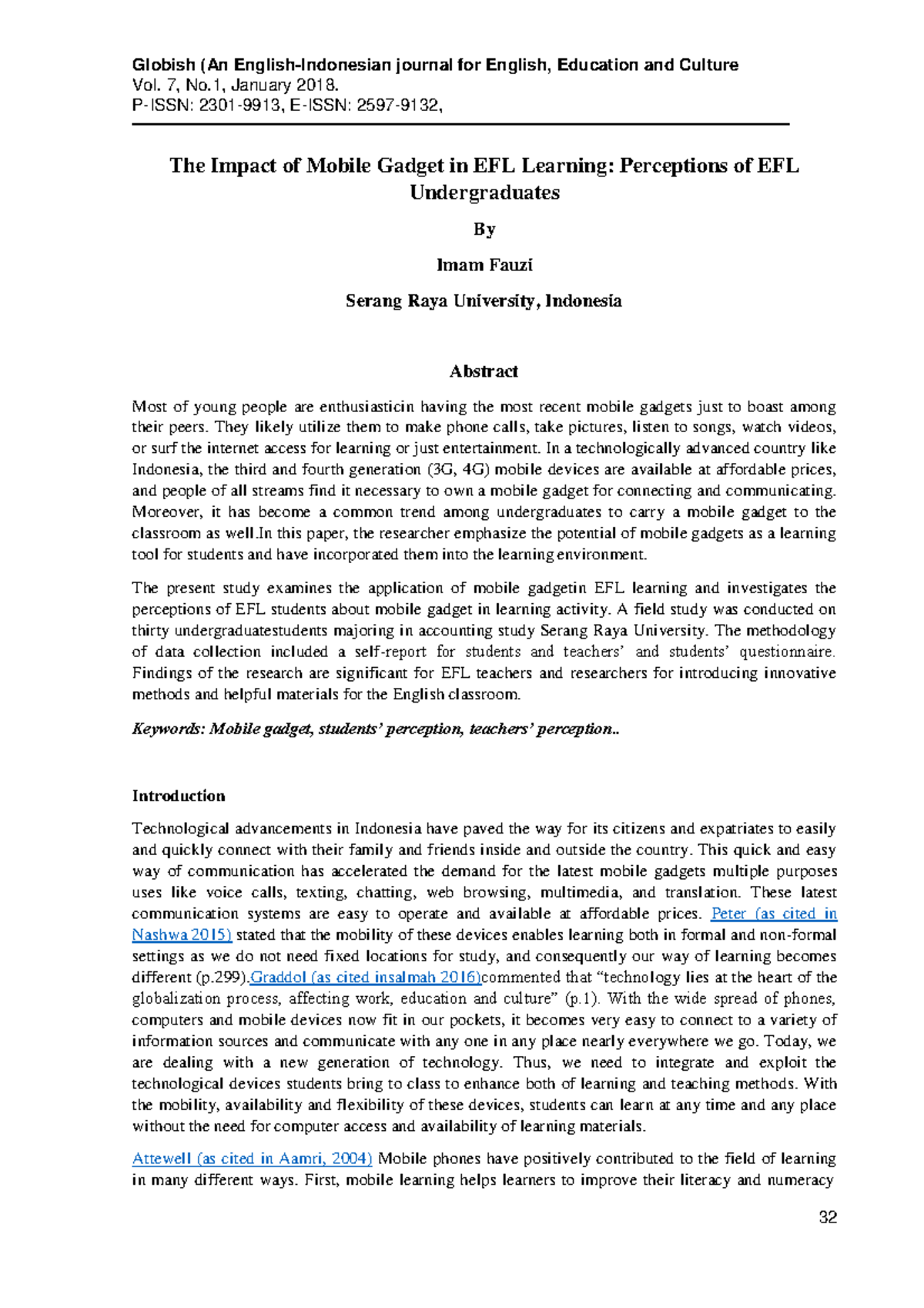 The Impact of Mobile Gadget in EFL Learning - Globish (An English ...