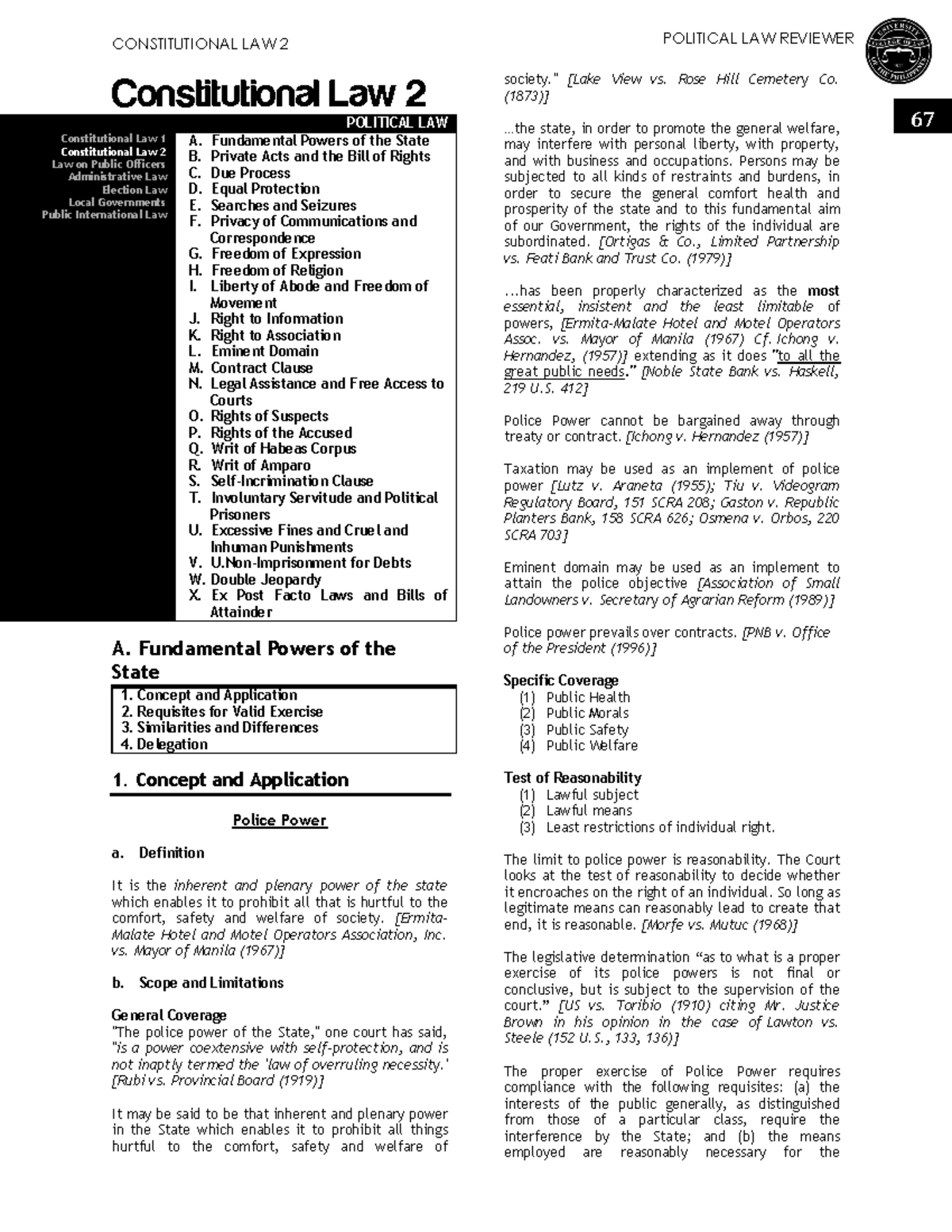 UP Constitutional Law 2 - 67 Constitutional Law 2 POLITICAL LAW ...