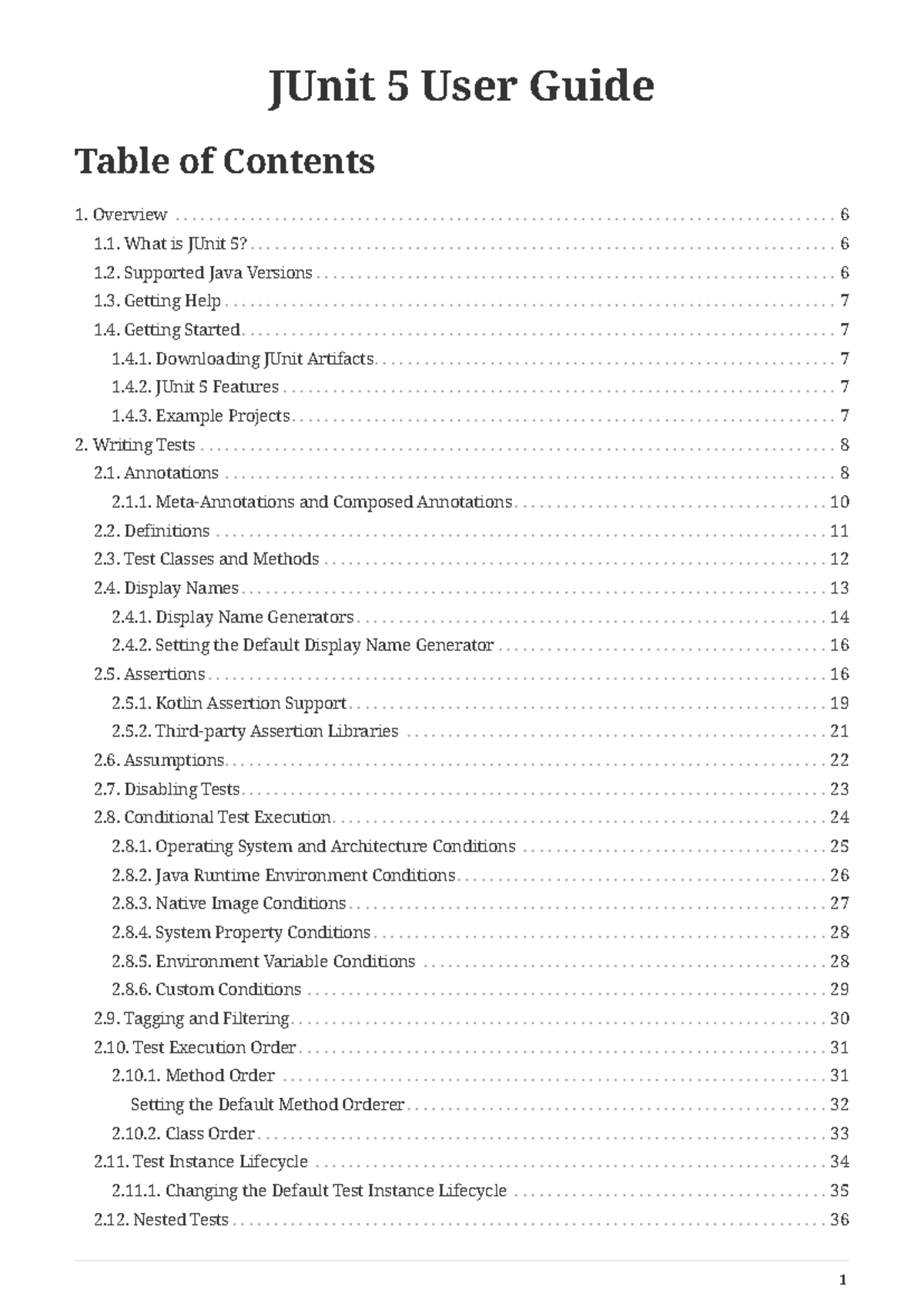 Junit user guide 5 - JUnit 5 User Guide Overview Table of Contents What ...