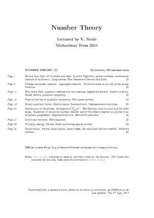 Number Theory 2017-2018 Example Sheet 3 - Michaelmas Term 2017 Number ...