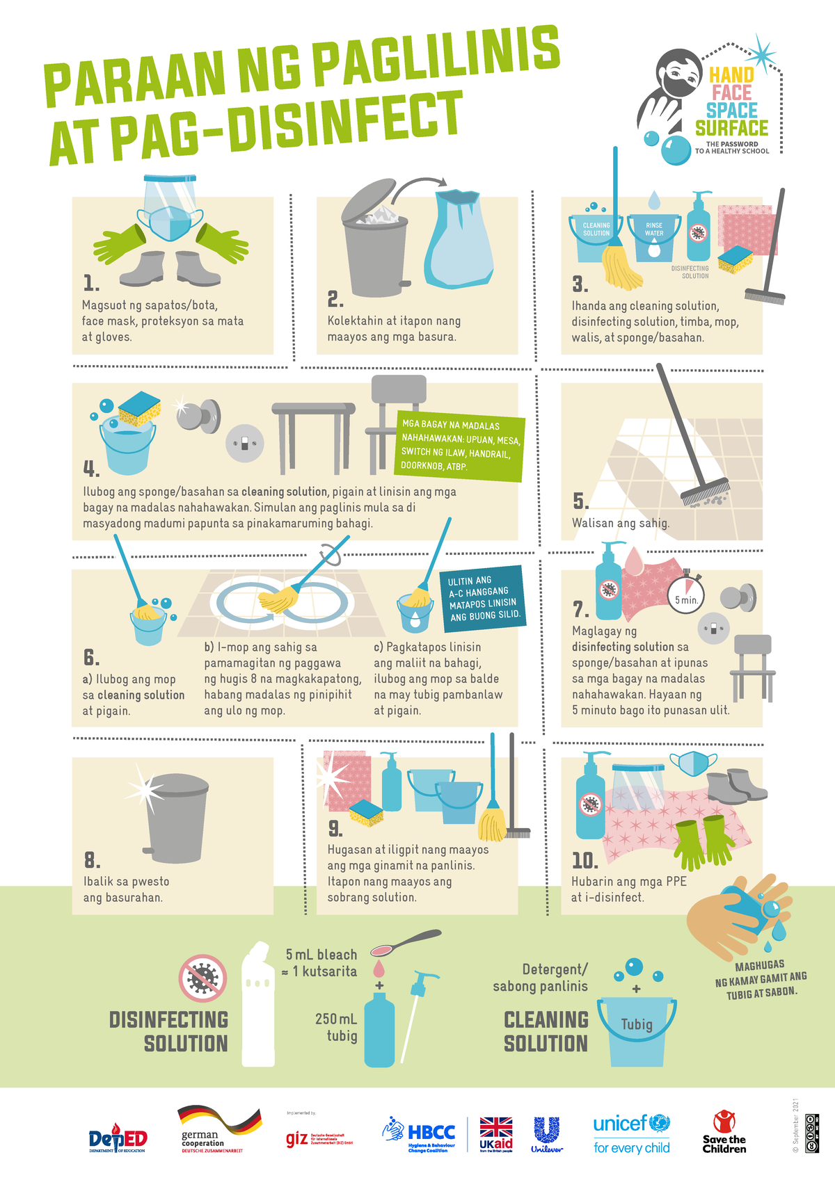 Surface Cleaning Filipino WEB Hugasan at iligpit nang maayos ang mga ginamit na panlinis