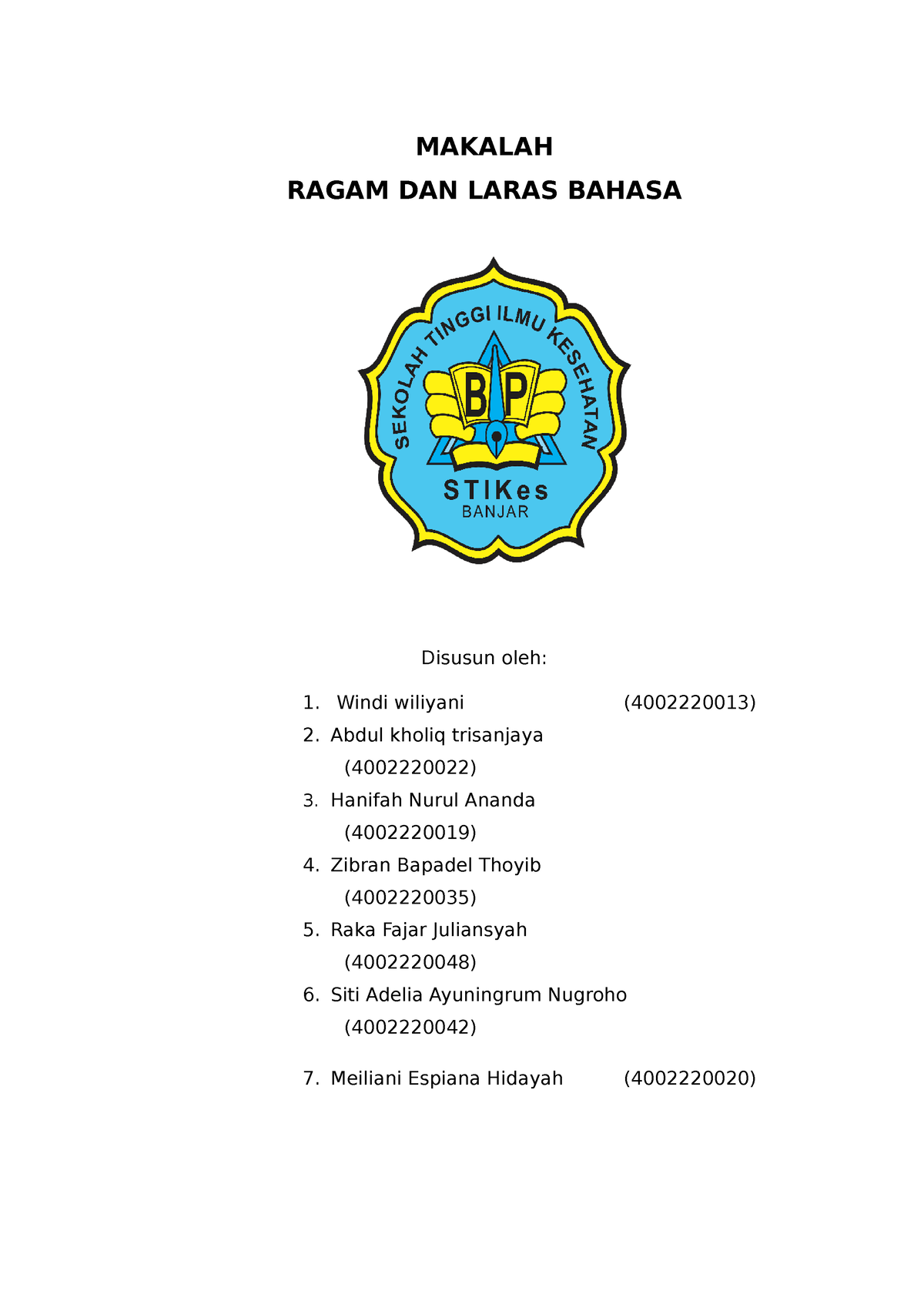 Makalah Ragam DAN Laras Bahasa - MAKALAH RAGAM DAN LARAS BAHASA Disusun ...