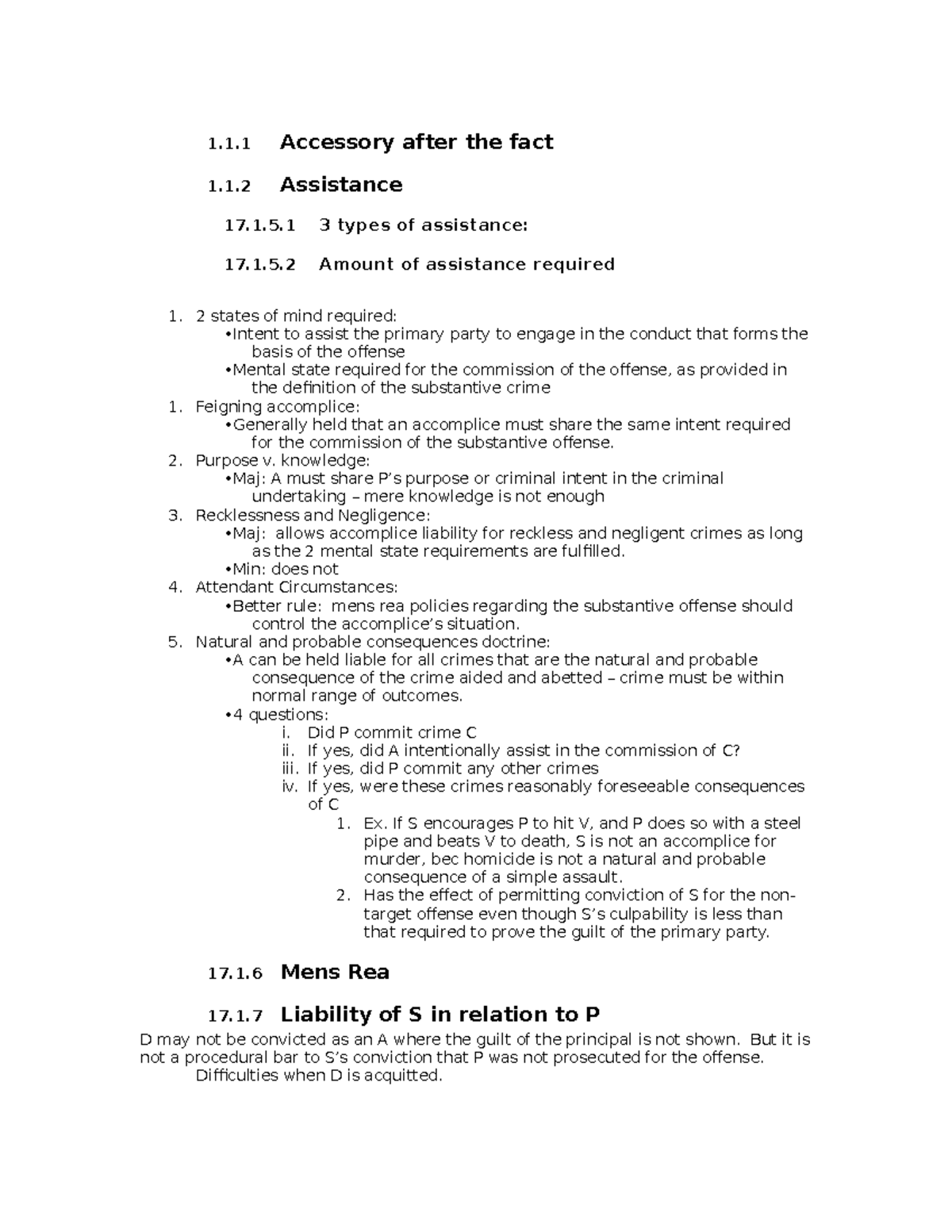 Criminal Law Prof. Norman 1 1.1 Accessory after the fact 1.1