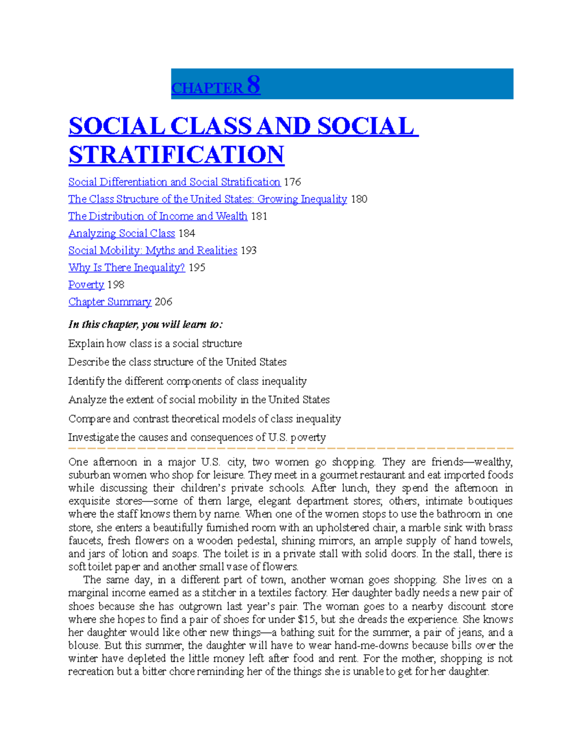 Chapter.docx 8 week 7 - week 7 - CHAPTER 8 SOCIAL CLASS AND SOCIAL ...