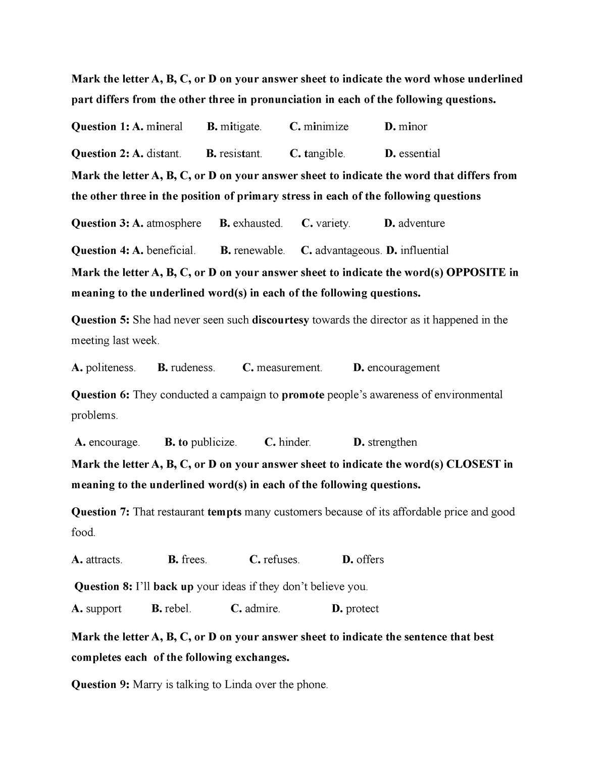 Đề 2 - Tham Khảo - Mark The Letter A, B, C, Or D On Your Answer Sheet ...