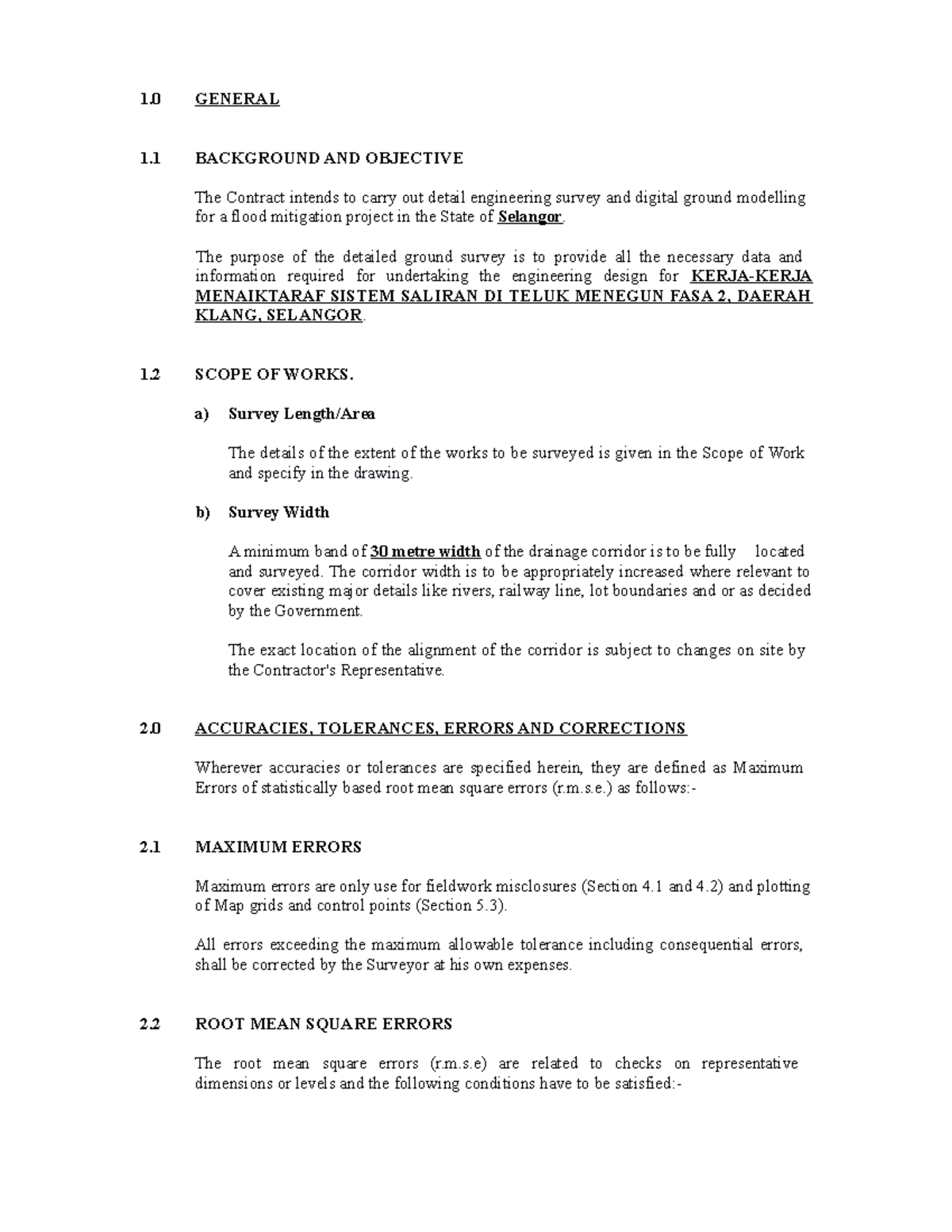 TOR Ground Survey - 1 GENERAL 1 BACKGROUND AND OBJECTIVE The Contract ...