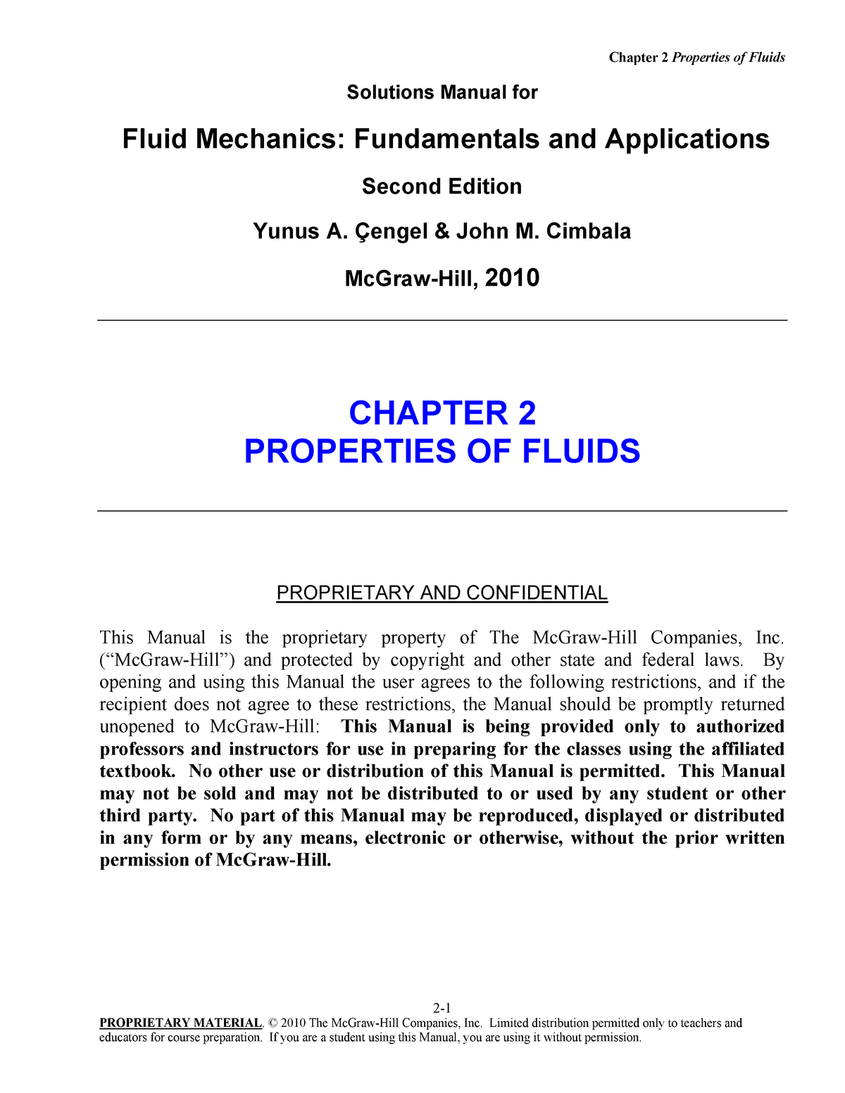 Fluidmechanics2ndeditioncengelsolutionmanual ( PDFDrive ) StuDocu
