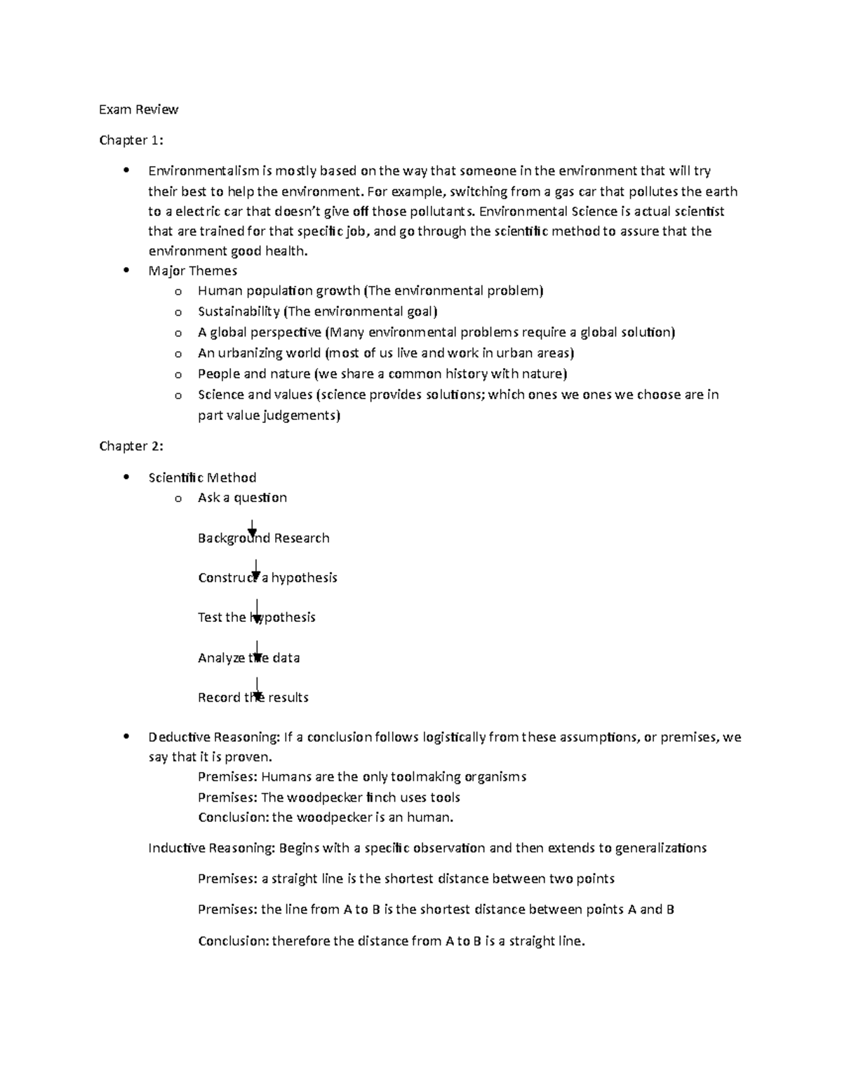 Environmental Sciences Midterm Review - Copy - Exam Review Chapter 1 ...