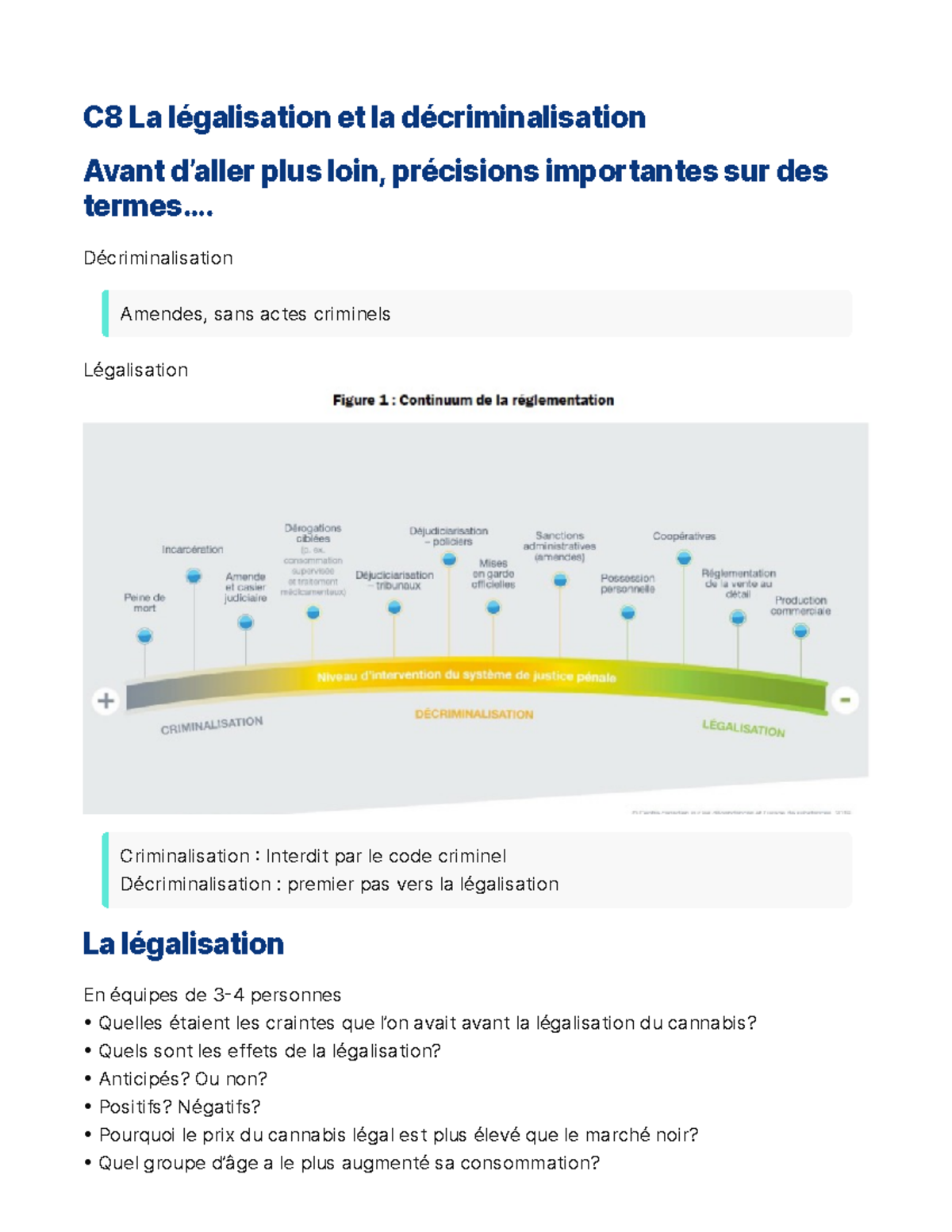 C8 La légalisation et la décriminalisation - Décriminalisation Amendes ...