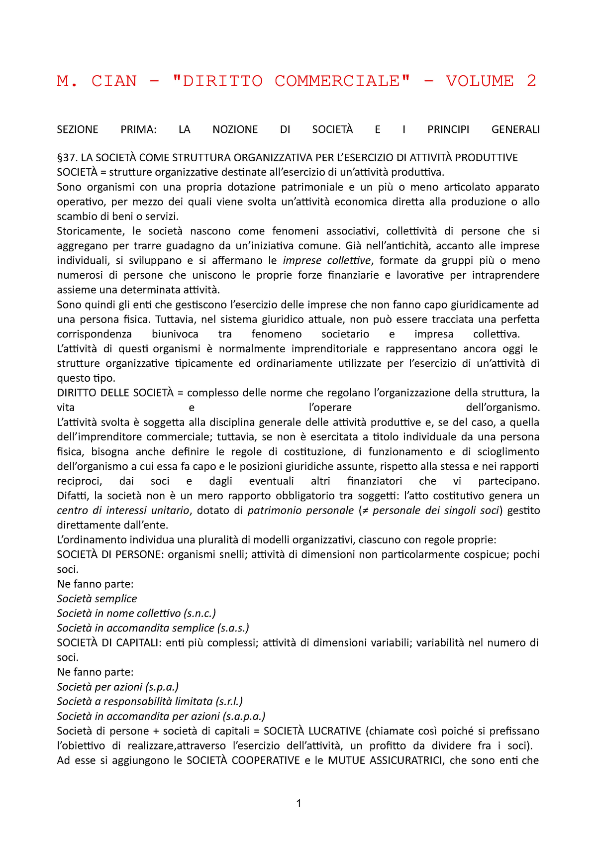 Manuale di diritto commerciale - CIAN M.