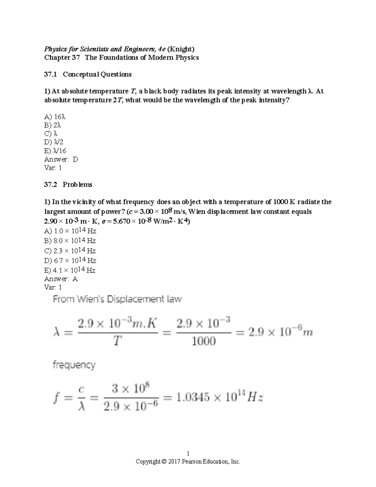 Chapter 37 Physics for Scientists and Engineers, 4e (Knight) Chapter