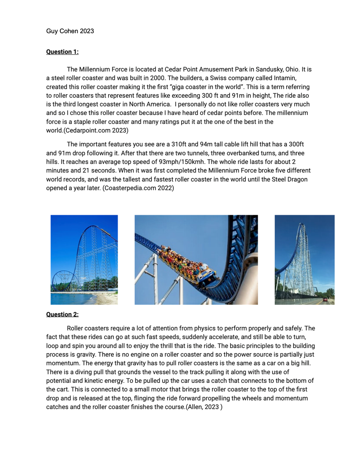 Roller Coaster Assignment - Studocu