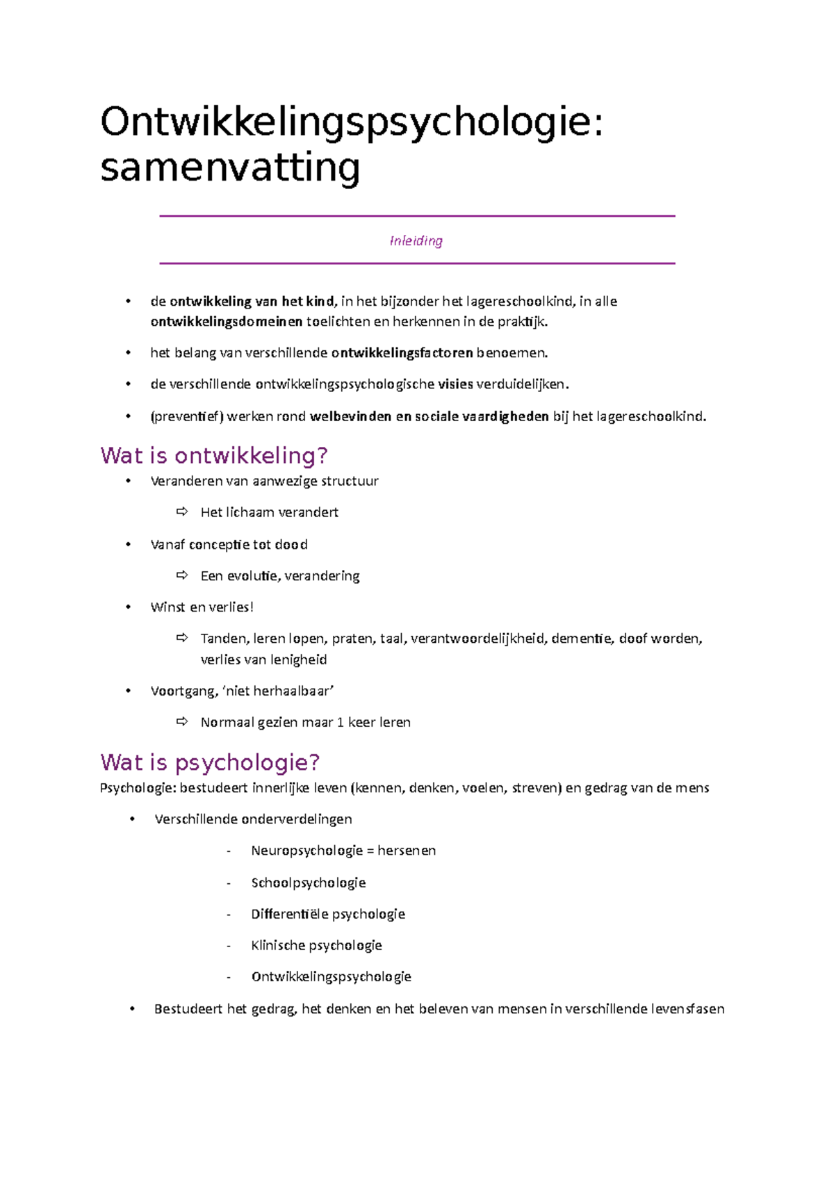 Ontwikkelingspsychologie Samenvatting - Ontwikkelingspsychologie ...