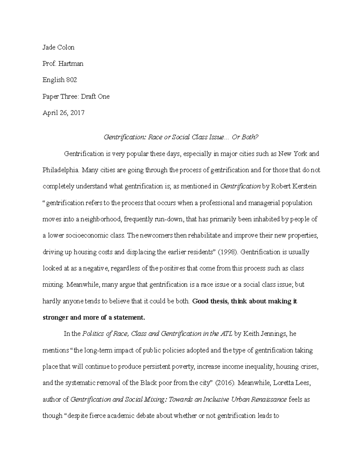 Jade Colon final paper 802 - Jade Colon Prof. Hartman English 802 Paper ...