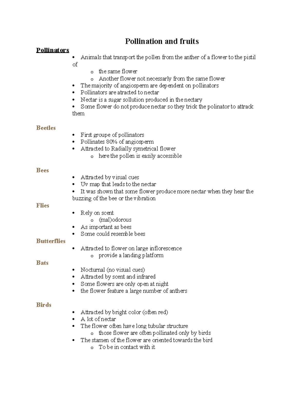 AEBI210 final - From Pollination chapter to the end of the semester ...