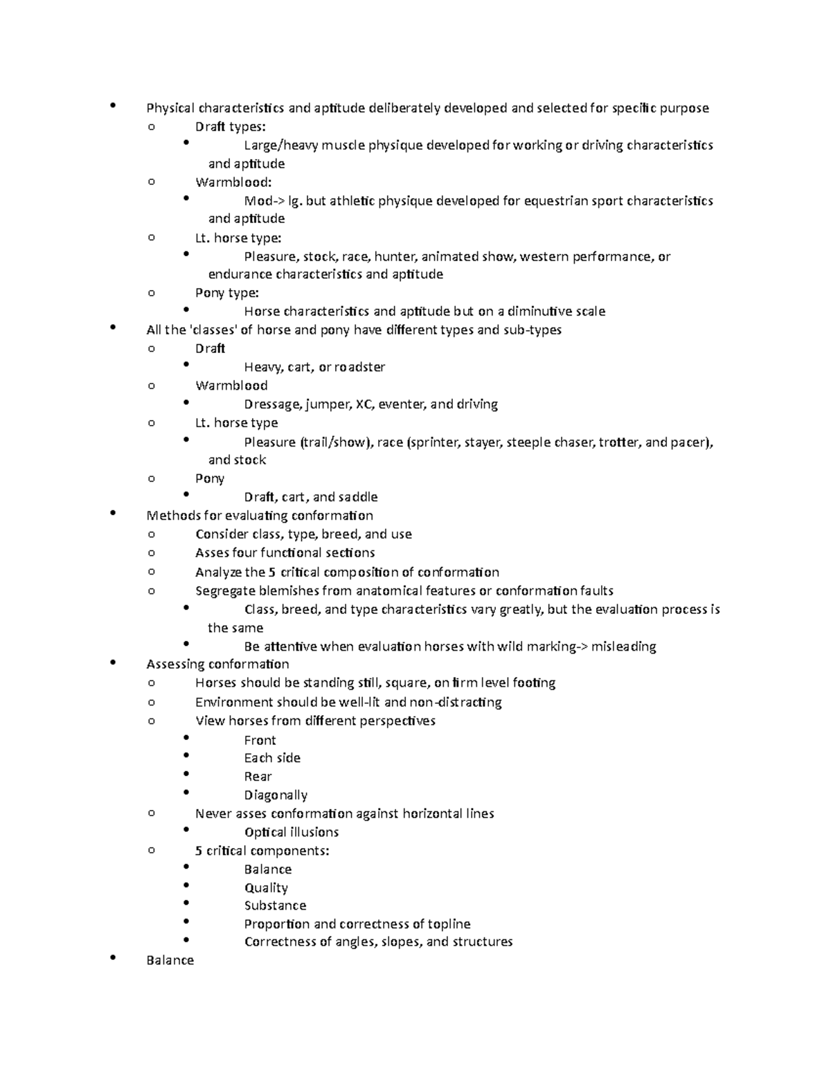 Equine Type - Lecture notes 7 - Physical characteristics and aptitude ...