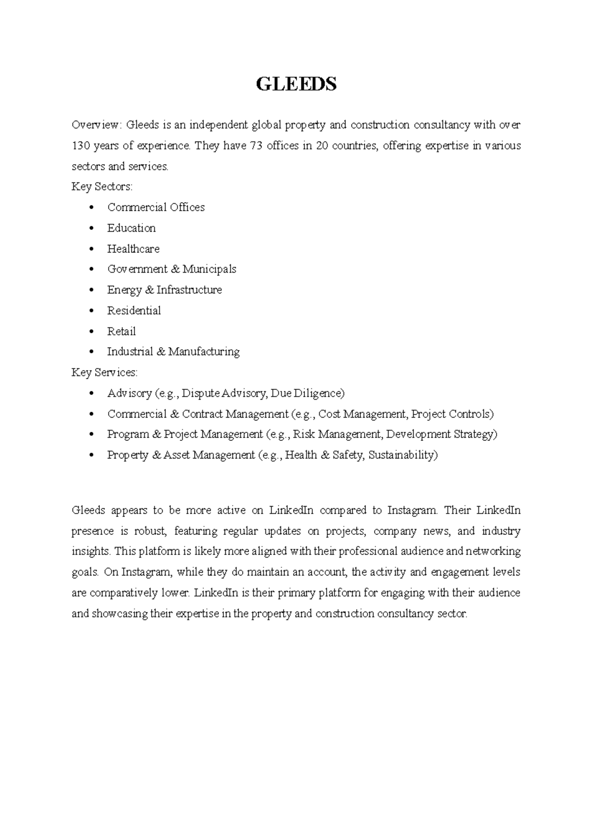 Gleeds requirement - GLEEDS Overview: Gleeds is an independent global ...