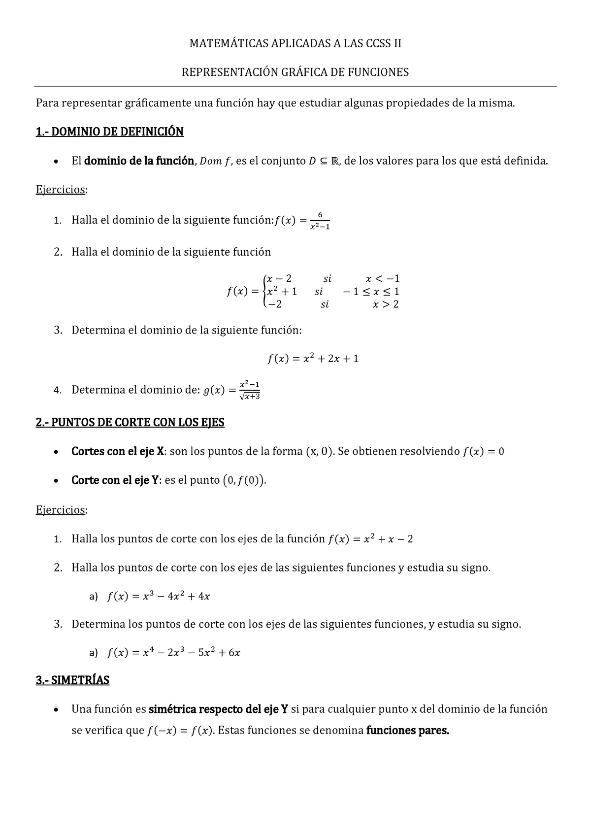 Representación De Funciones - MATEM¡TICAS APLICADAS A LAS CCSS II ...