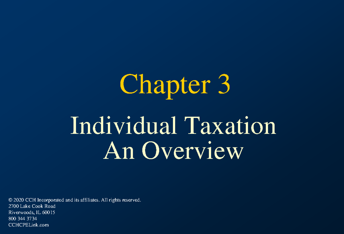 2021 Cch Basic Principles Ch03 - Chapter 3 Individual Taxation An 