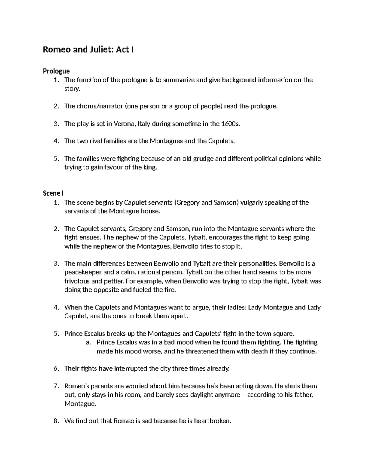 ENG Romeo and Juliet: Act I Summary and Analysis - Romeo and Juliet ...